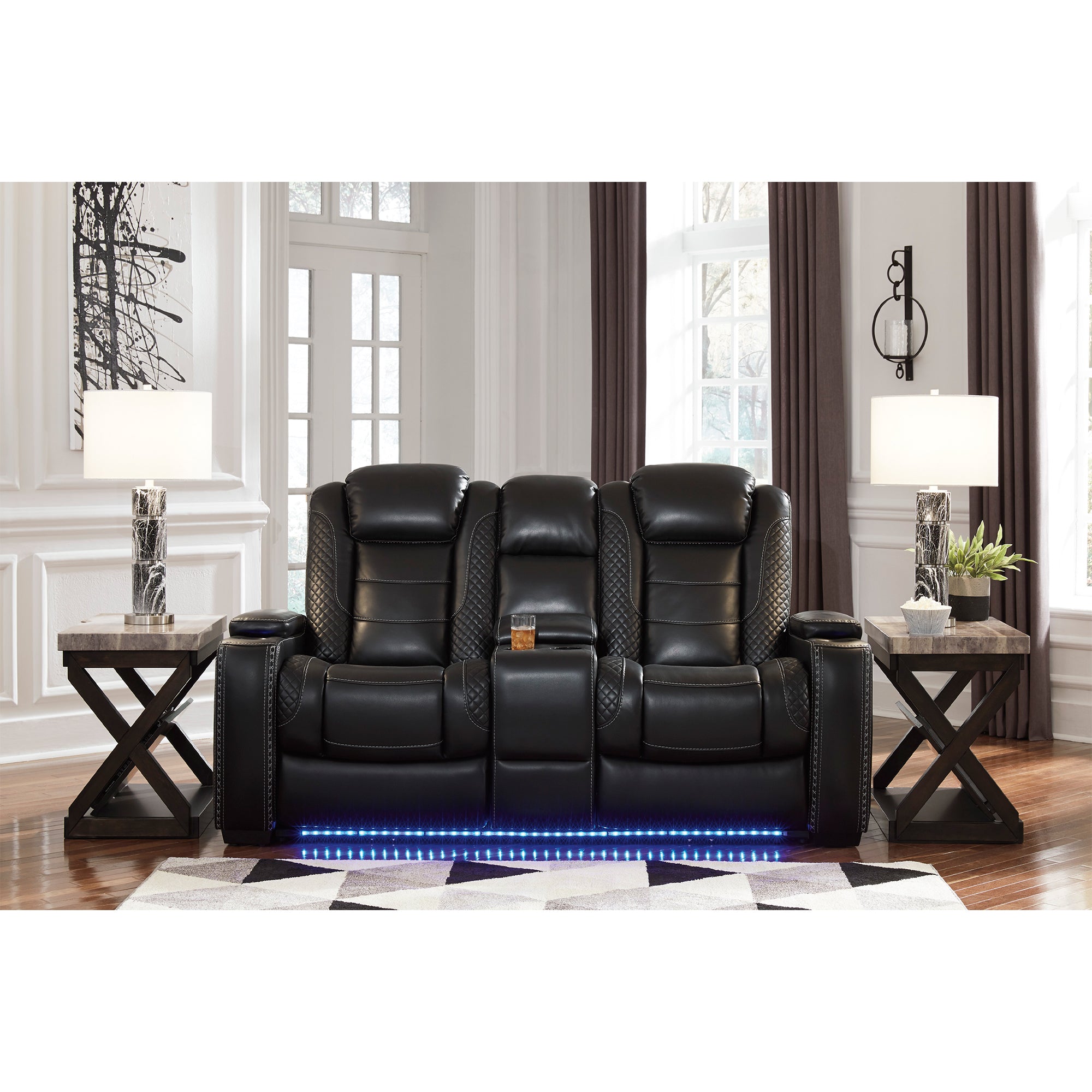 Party Time Dual Power Reclining Loveseat with Console