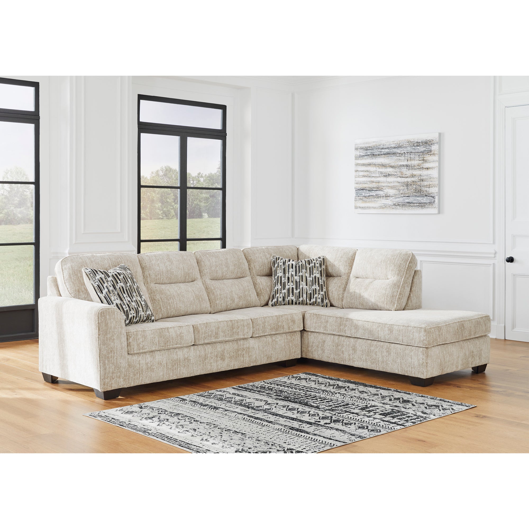 Lonoke 2-Piece Sectional with Chaise in Parchment Color