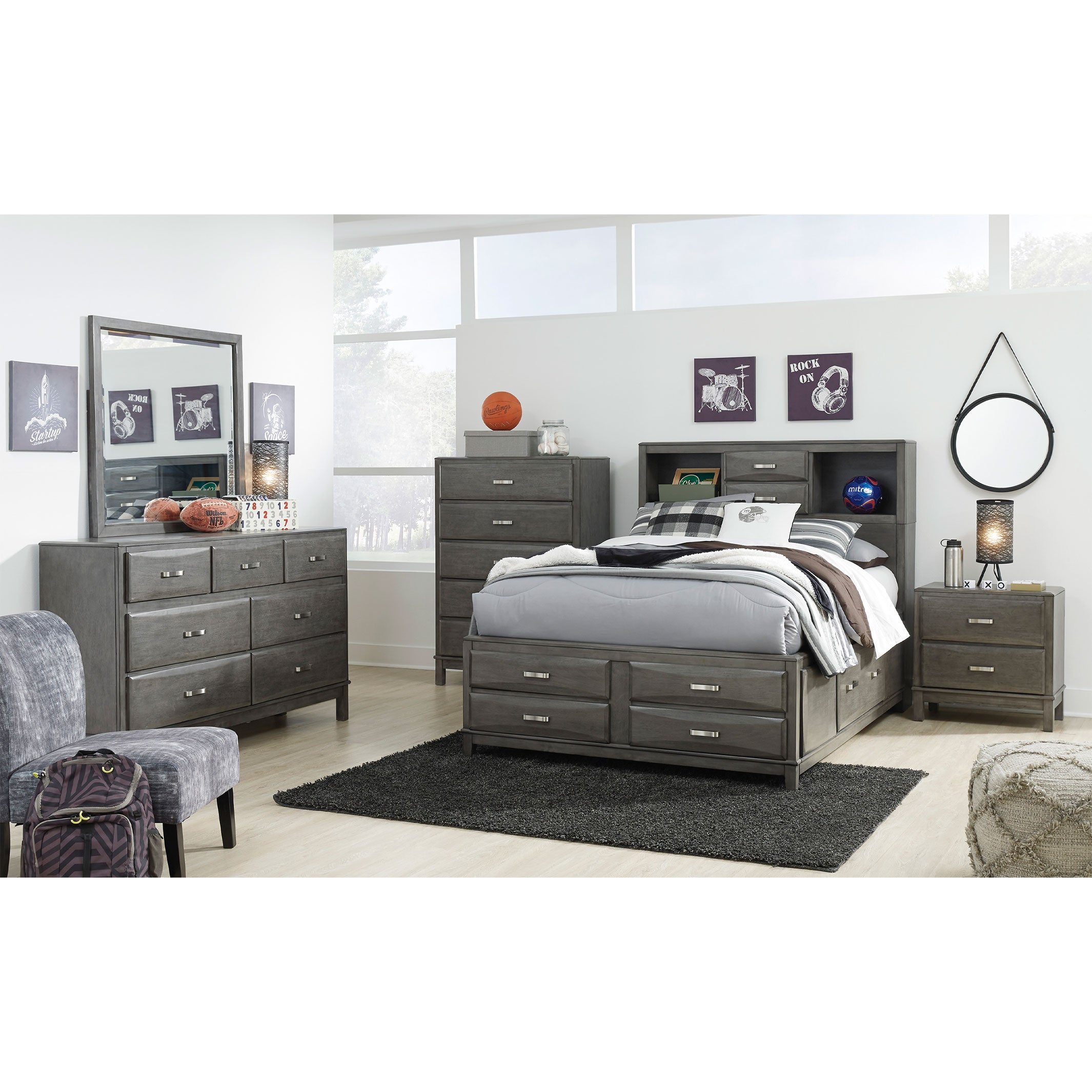 Caitbrook Full Storage Bed with 8 Drawers