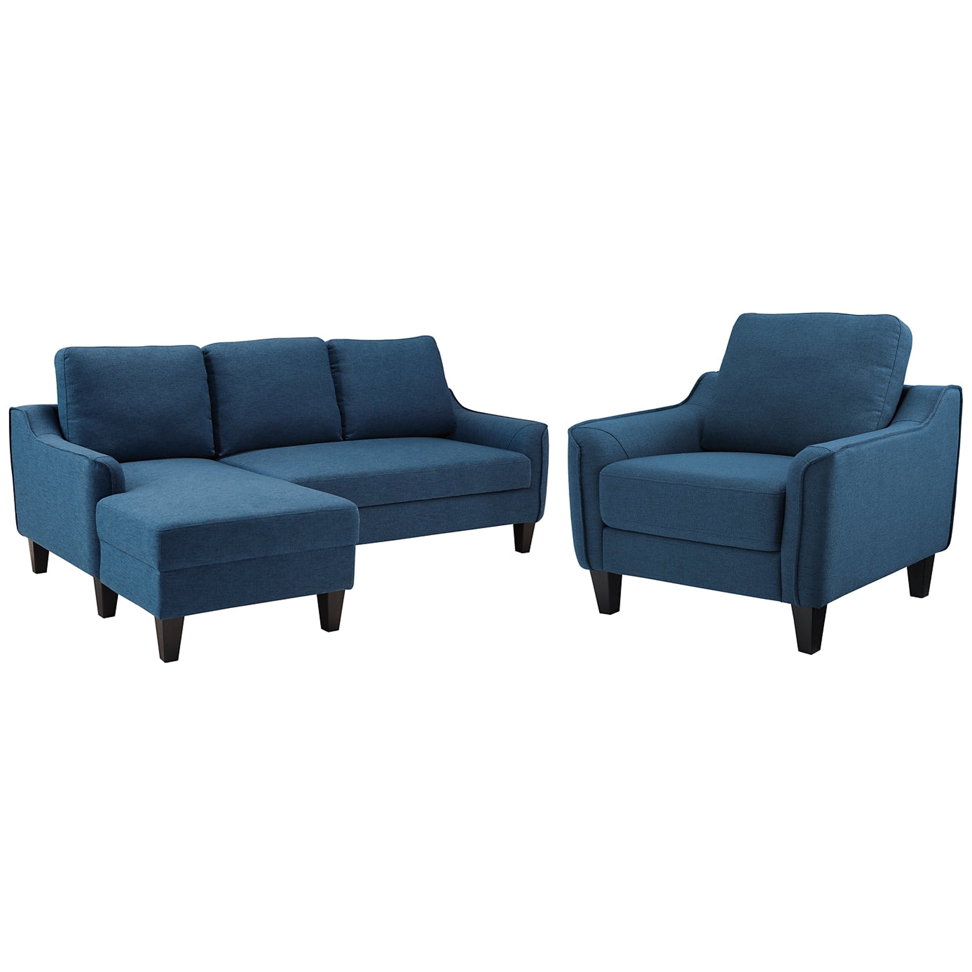 Jarreau Sofa Chaise and Chair in Blue