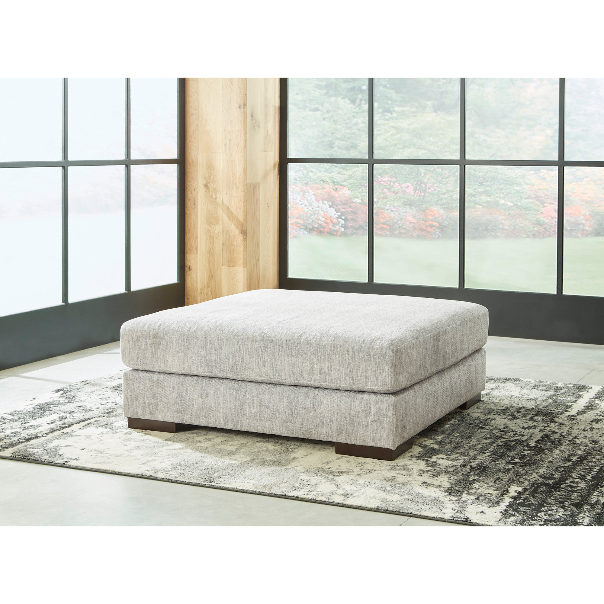 Regent Park Oversized Accent Ottoman in Pewter Color