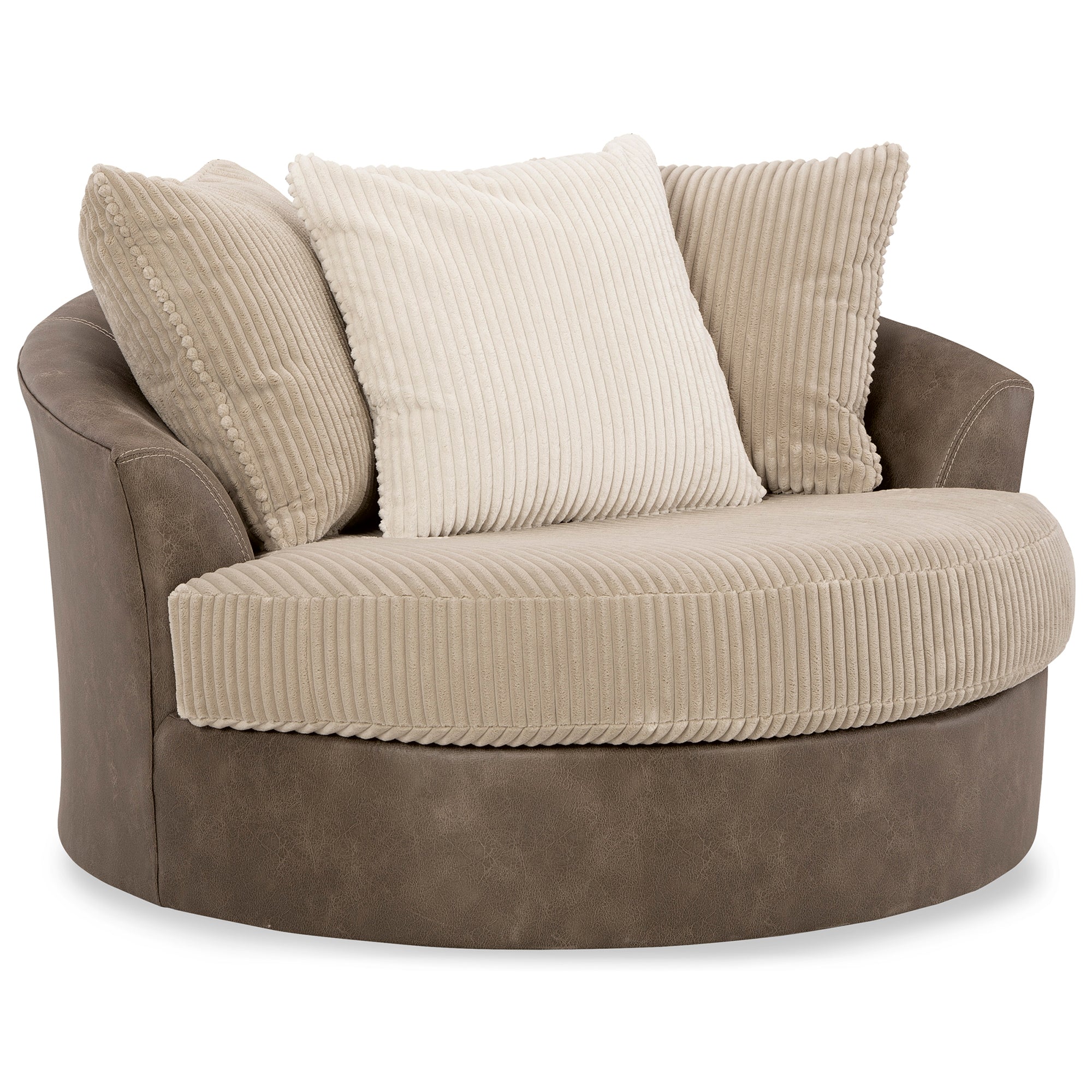 Keskin Oversized Swivel Accent Chair in Sand Color