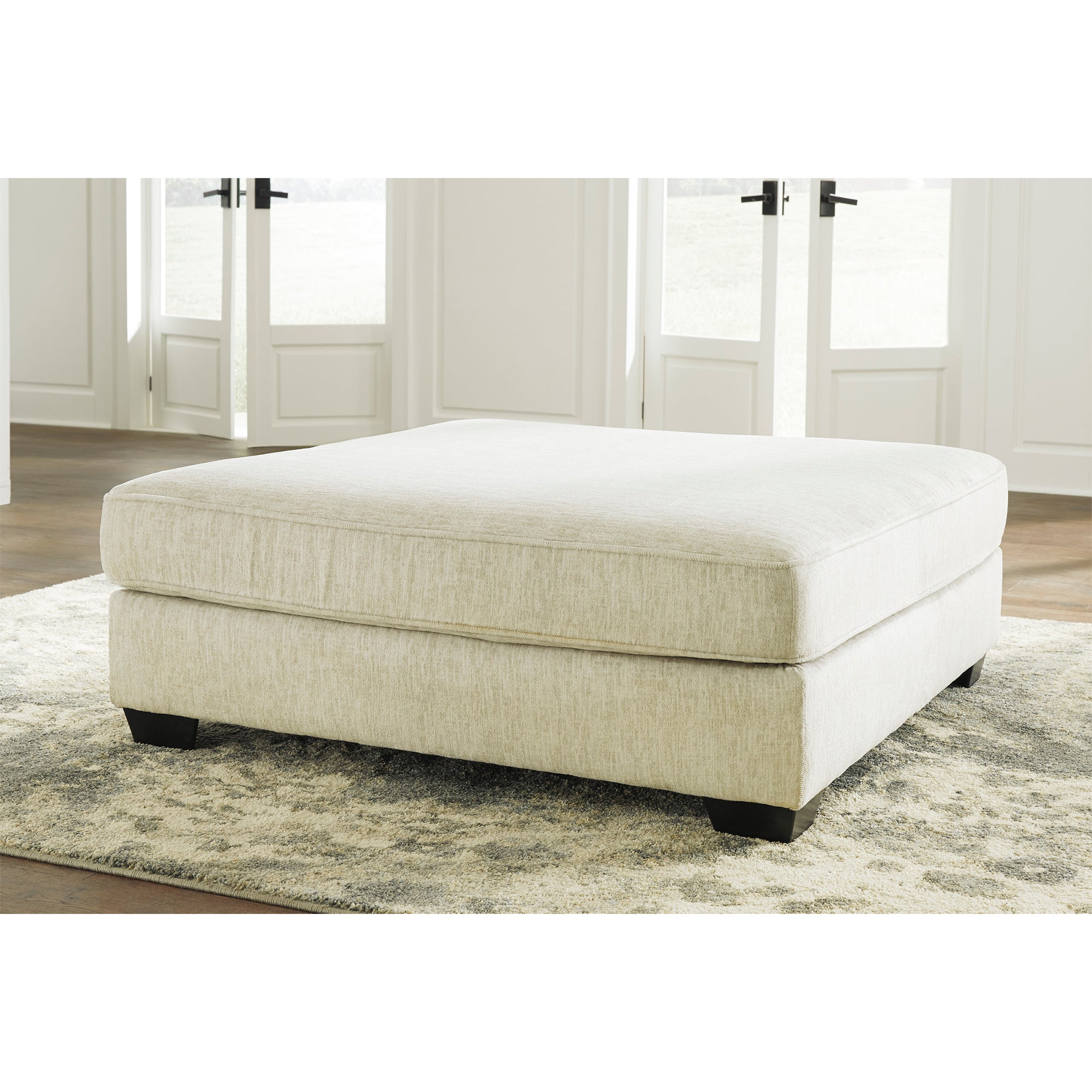 Rawcliffe Oversized Accent Ottoman in Parchment Color