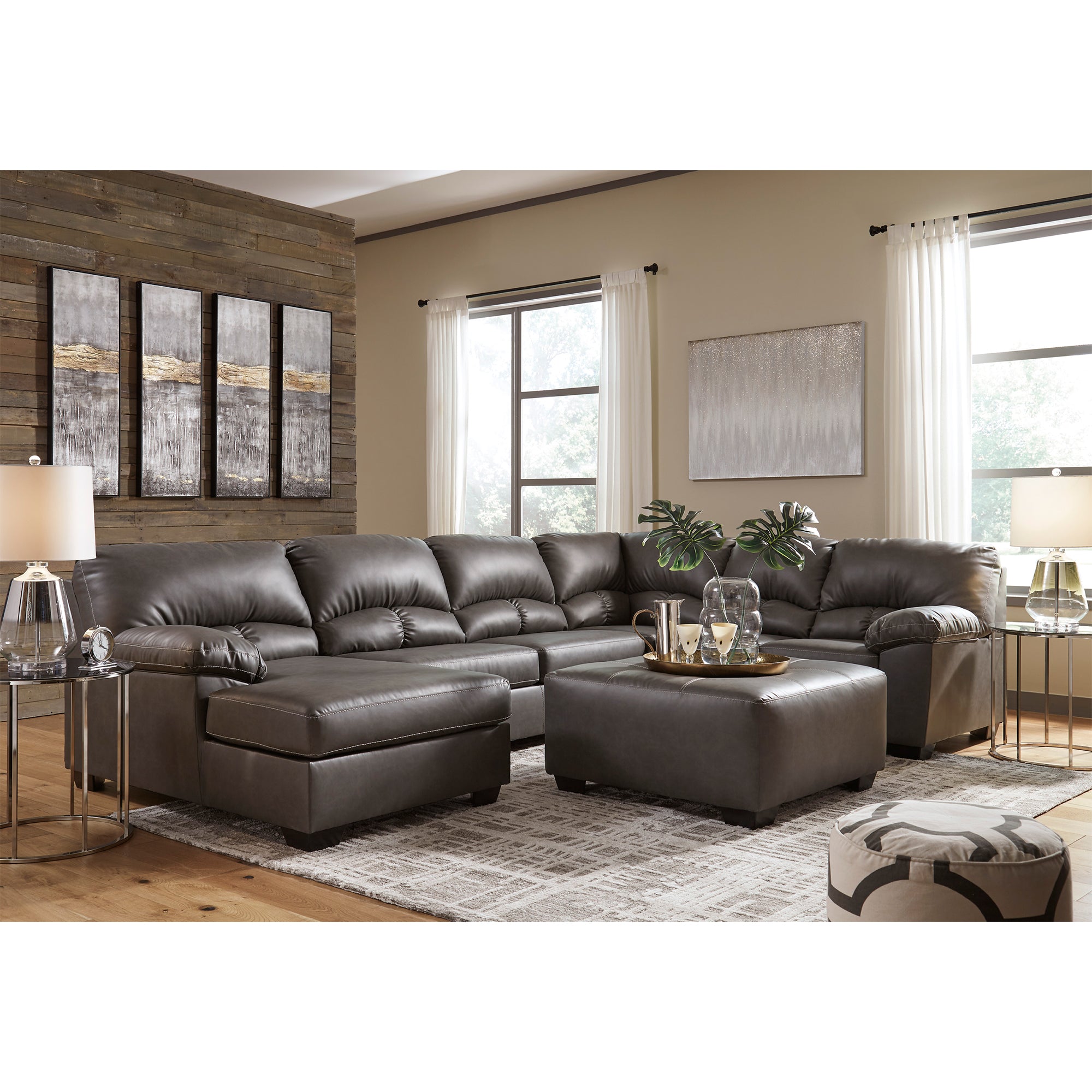 Aberton 3-Piece Sectional with Chaise in Gray Color