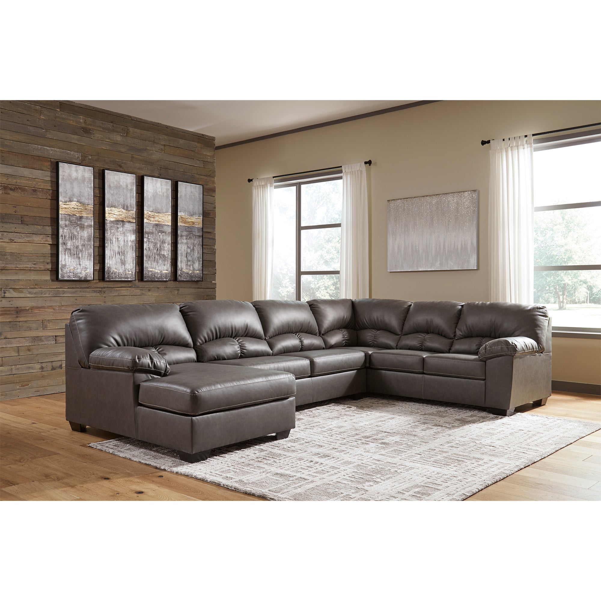Aberton 3-Piece Sectional with Chaise in Gray Color