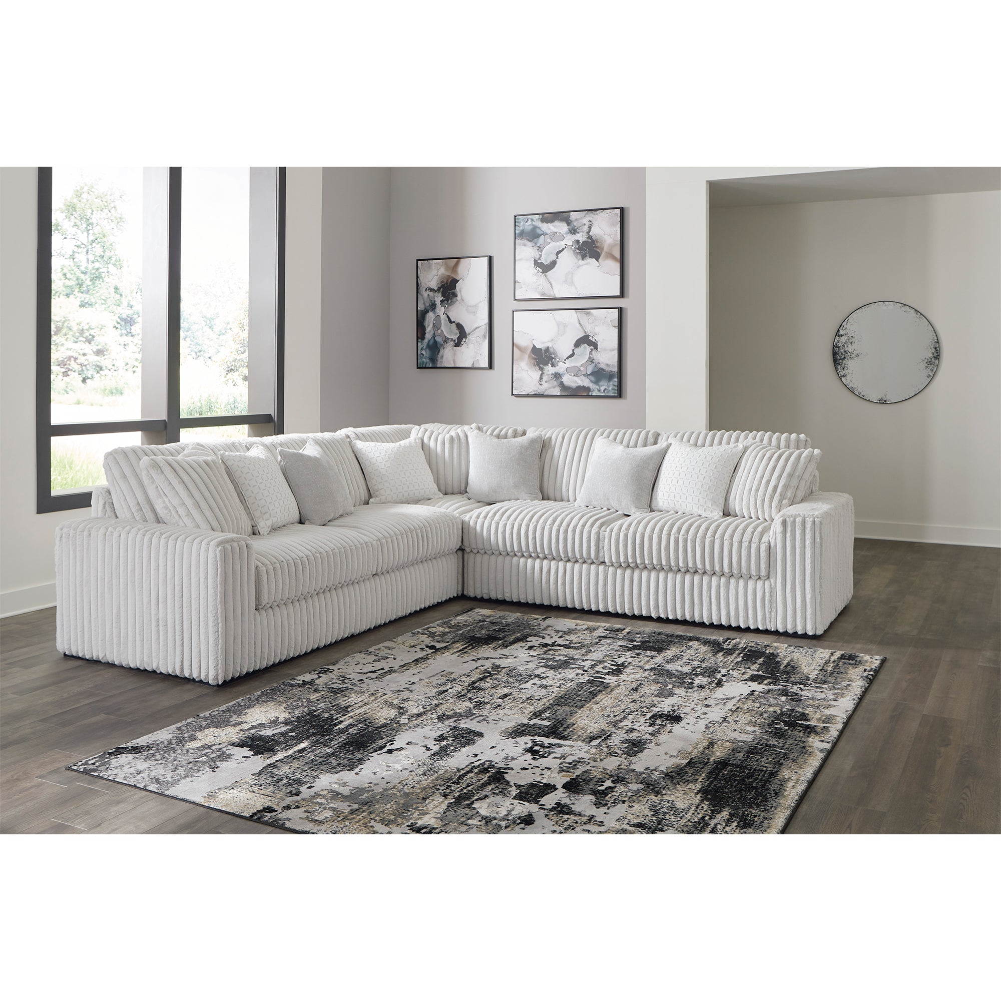 Stupendous 3-Piece Sectional with platform foundation for superior durability and support, maintains a sleek, wrinkle-free appearance