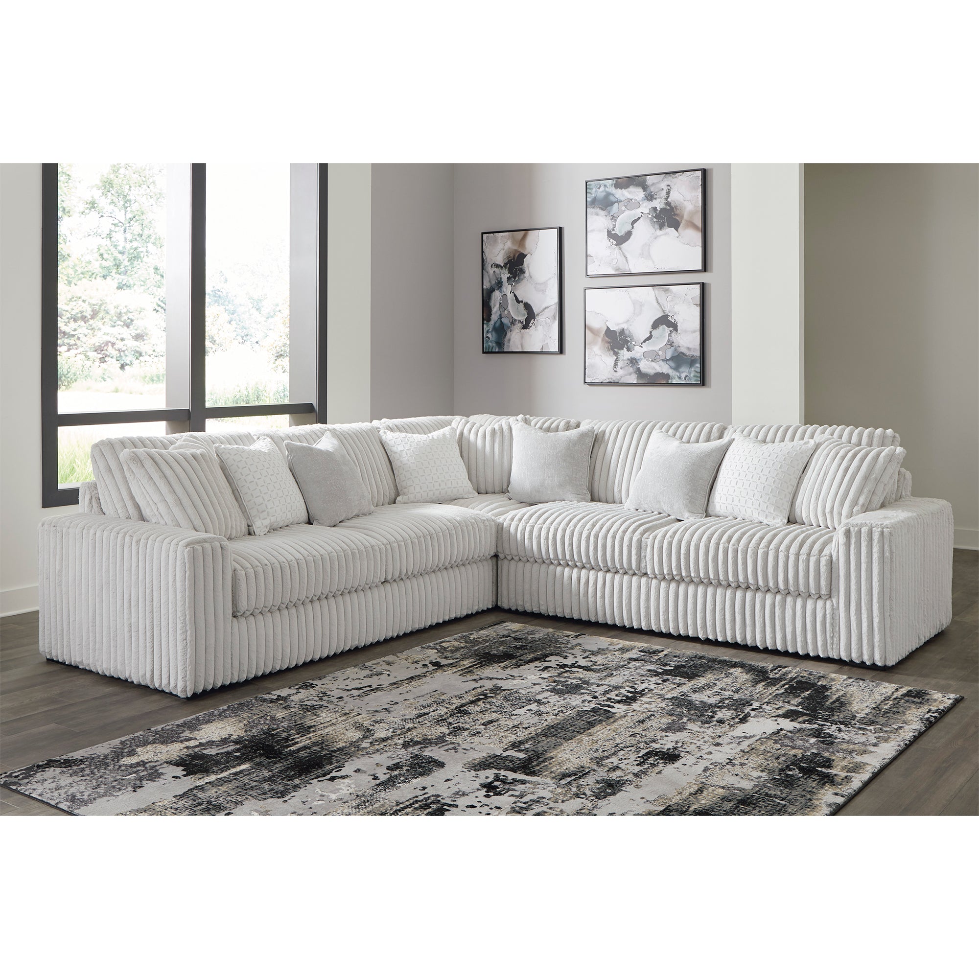 Luxurious Stupendous Sectional in 3 pieces including a left-arm sofa, wedge, and right-arm sofa, perfect for stylish lounging