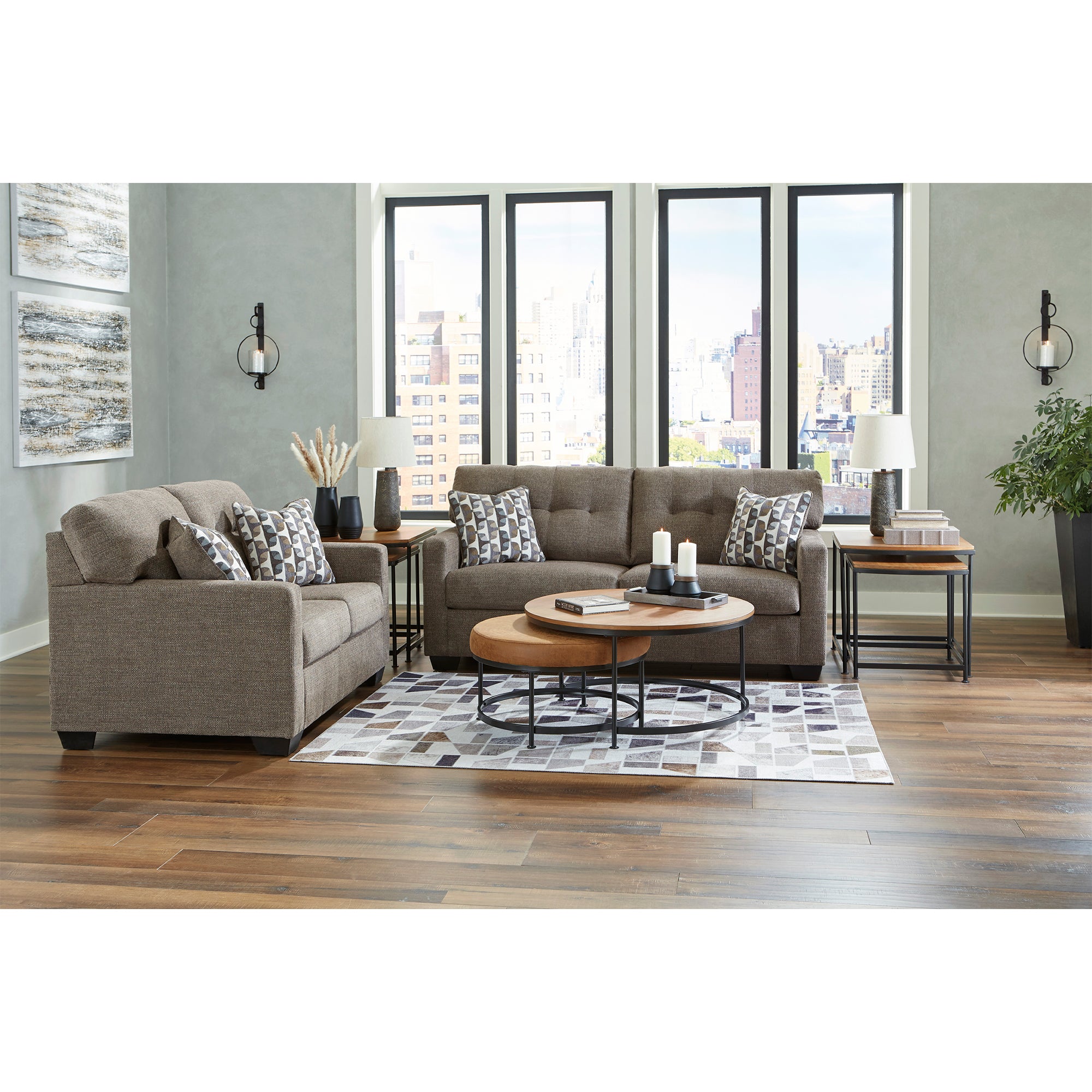 Stylish Mahoney Sofa and Loveseat combo in chocolate, designed for modern elegance and practicality