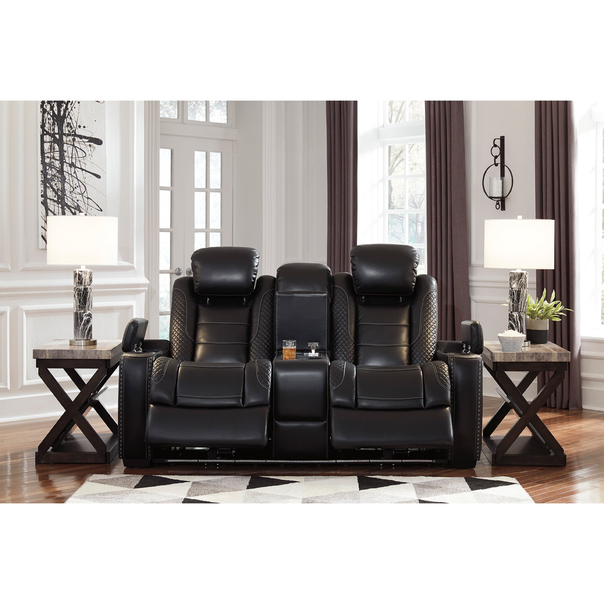 Party Time Dual Power Reclining Loveseat with Console