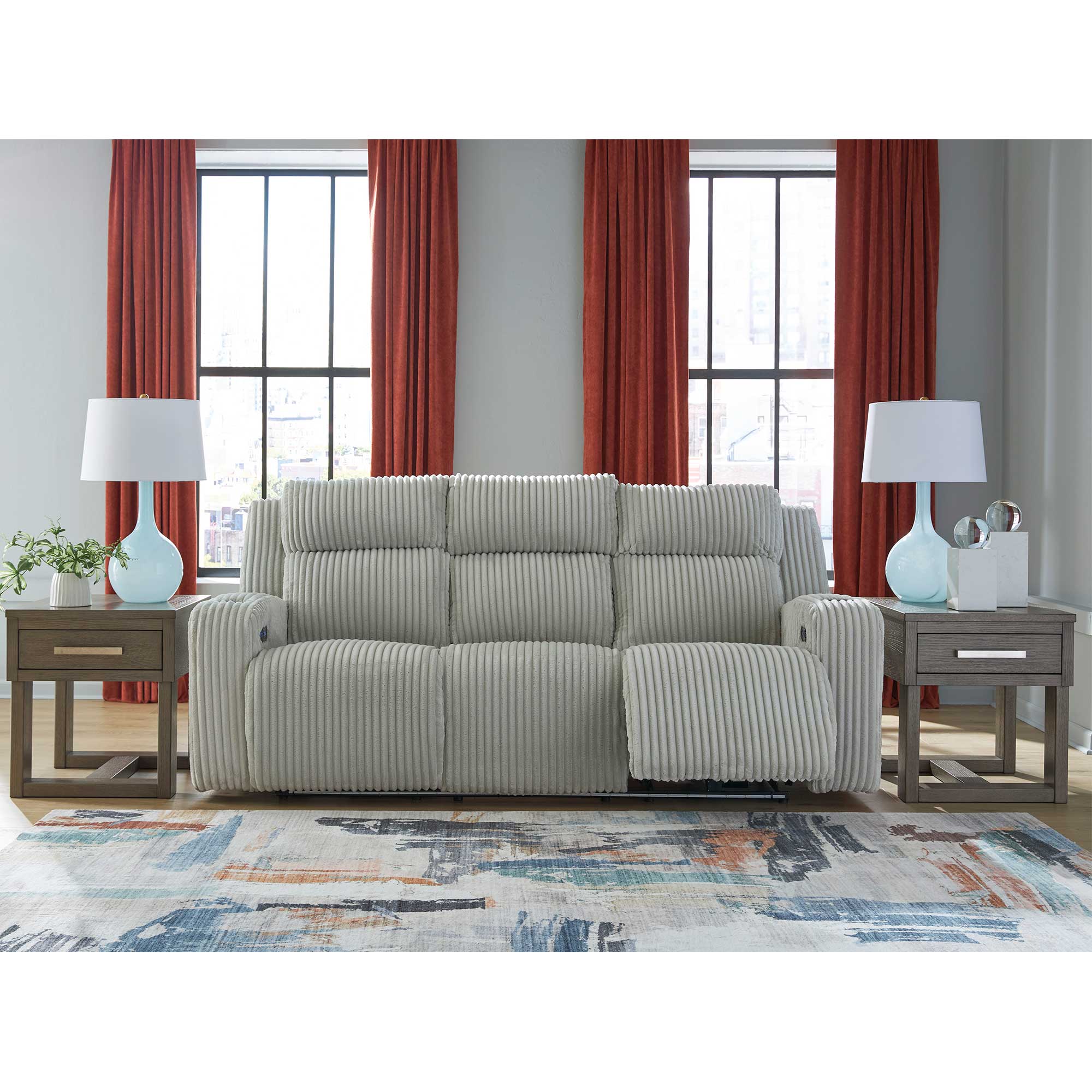 Forest Lake Power Reclining Sofa with Adjustable Headrest & LED Lighting