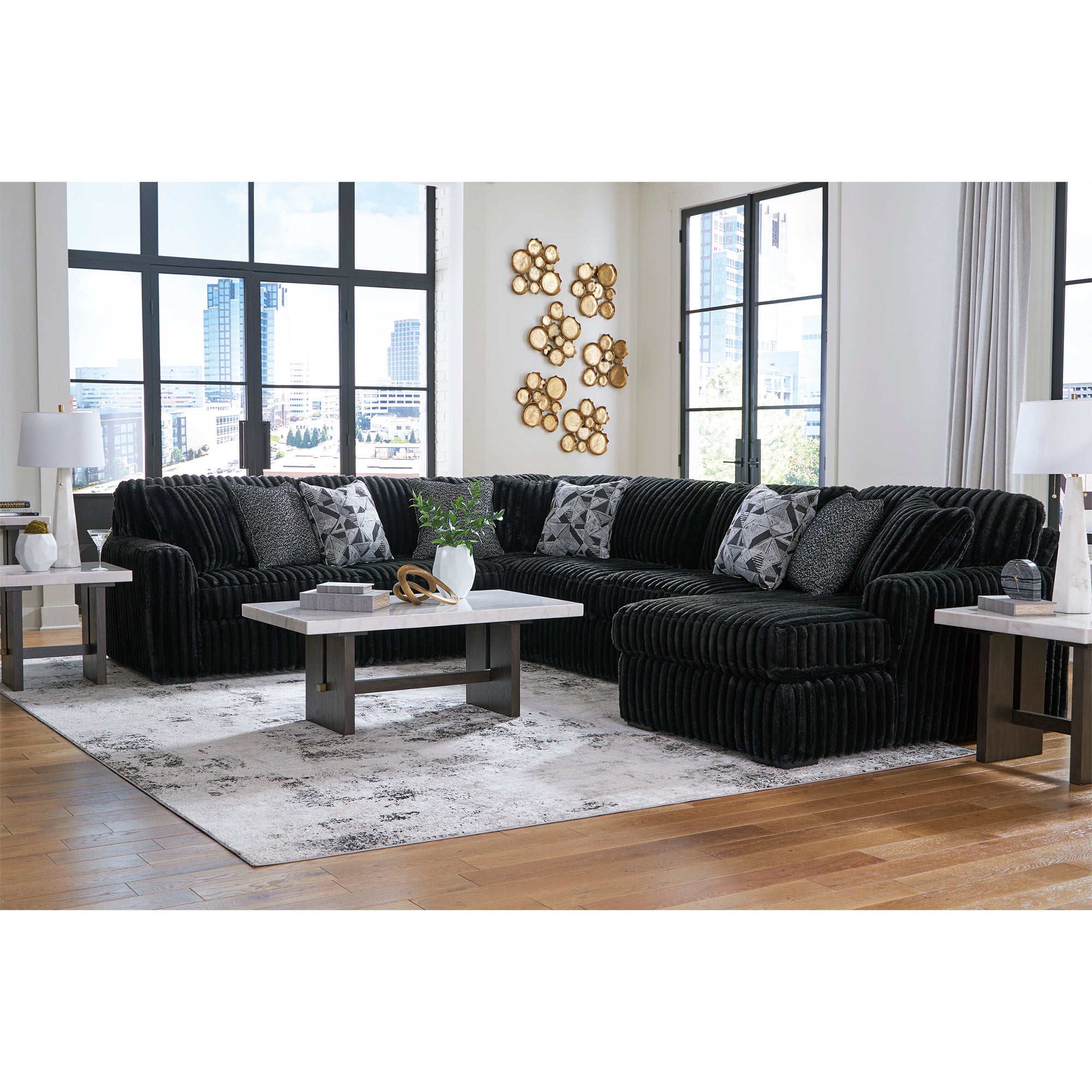 Midnight-Madness 4-Piece Sectional with Chaise