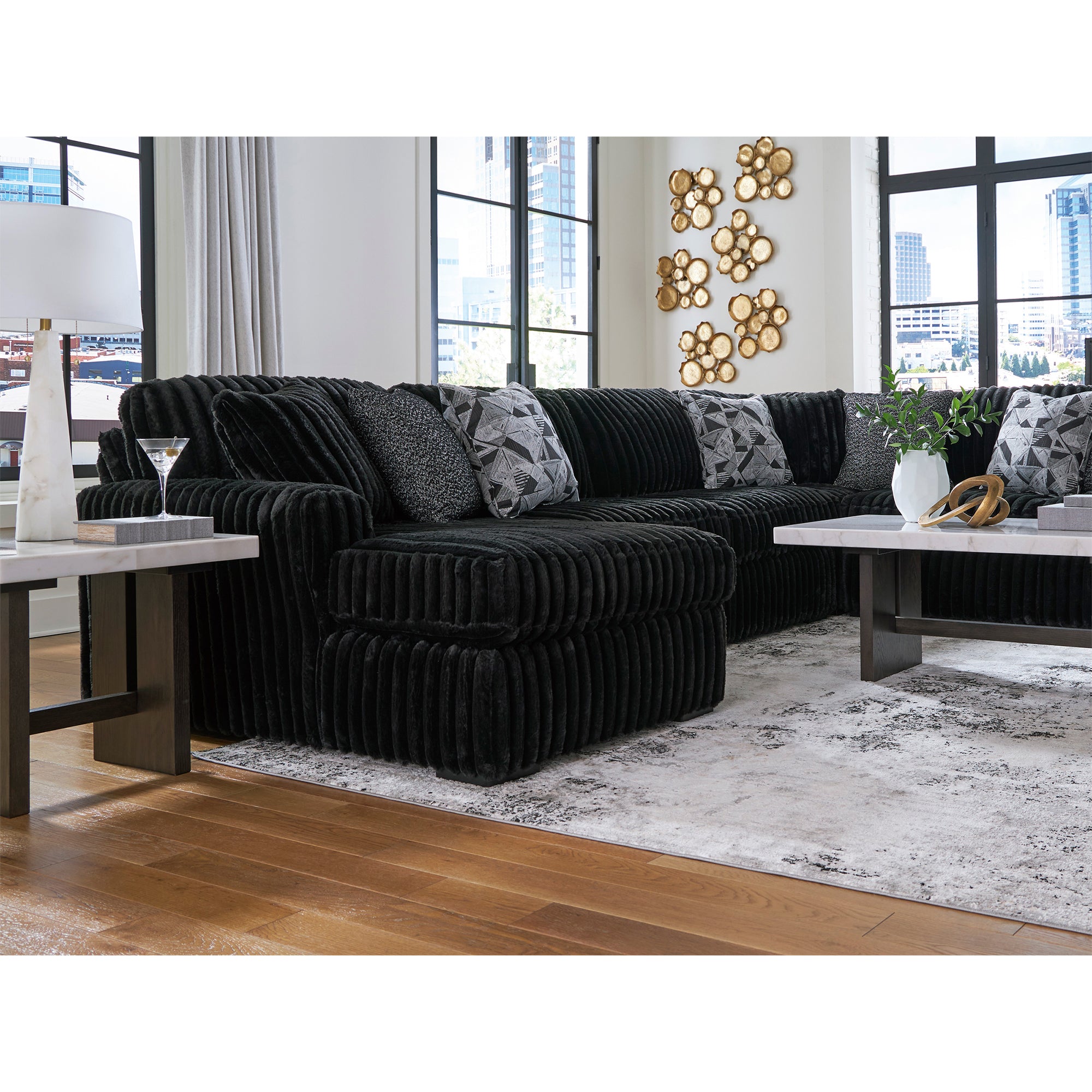 Midnight-Madness 4-Piece Sectional with Chaise