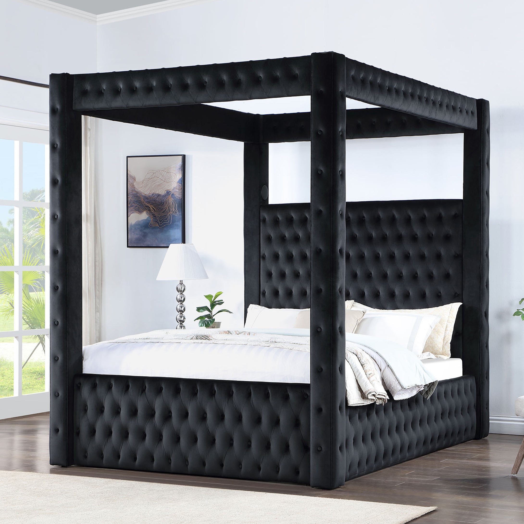 Fusion King Upholstered Bed with Audio Speakers