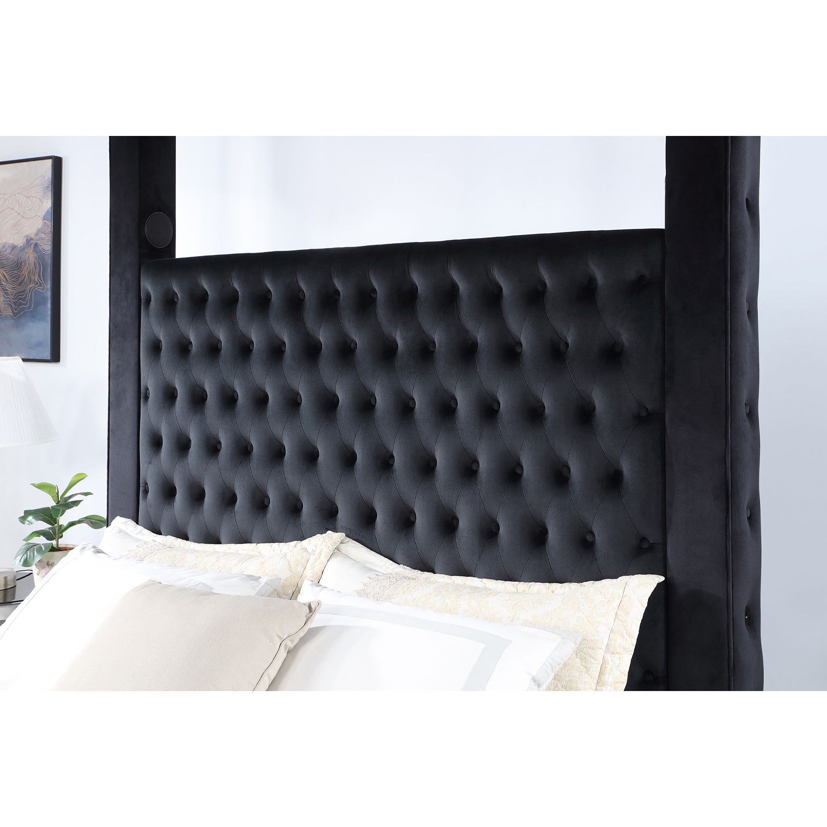 Fusion Queen Upholstered Bed with Audio Speakers