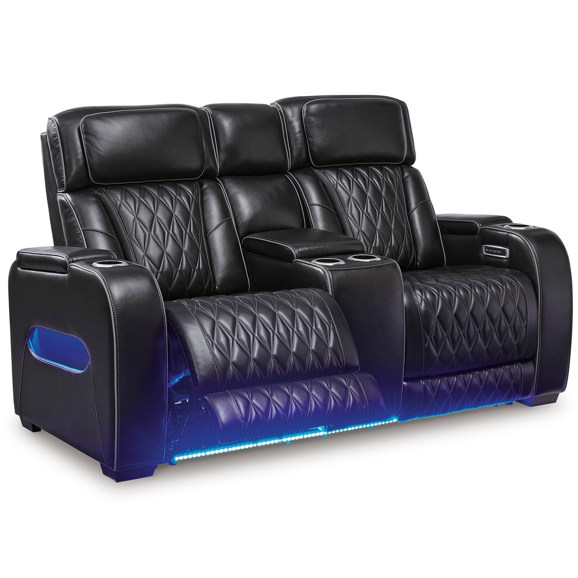 Boyington Triple Power Leather Reclining Loveseat with Console and Massage
