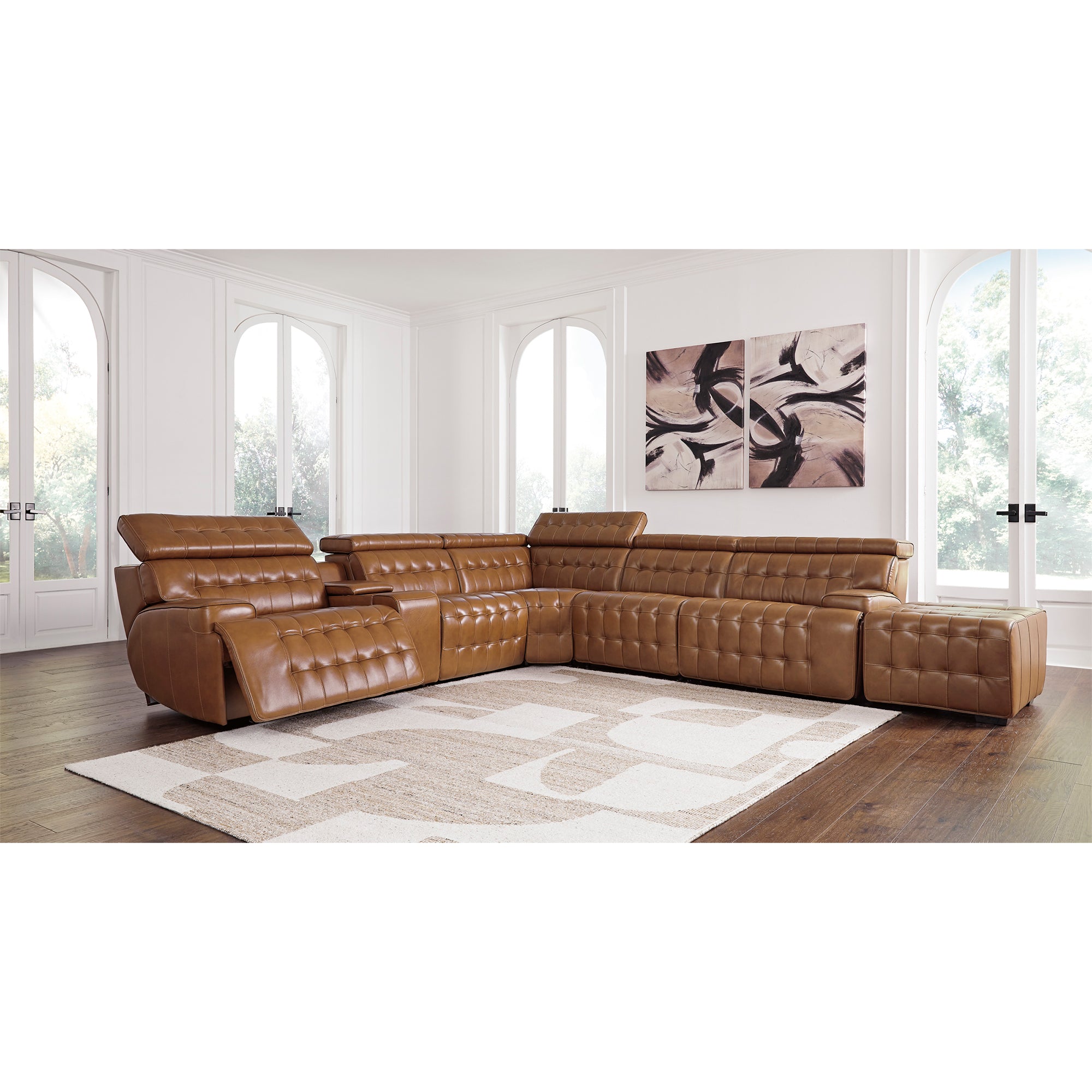 Temmpton 6-Piece Dual Power Leather Reclining Sectional