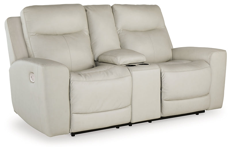 Mindanao Dual Power Leather Reclining Loveseat with Console