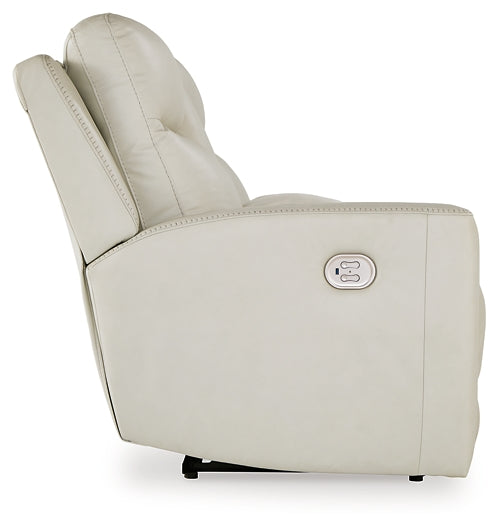 Mindanao Dual Power Leather Reclining Loveseat with Console