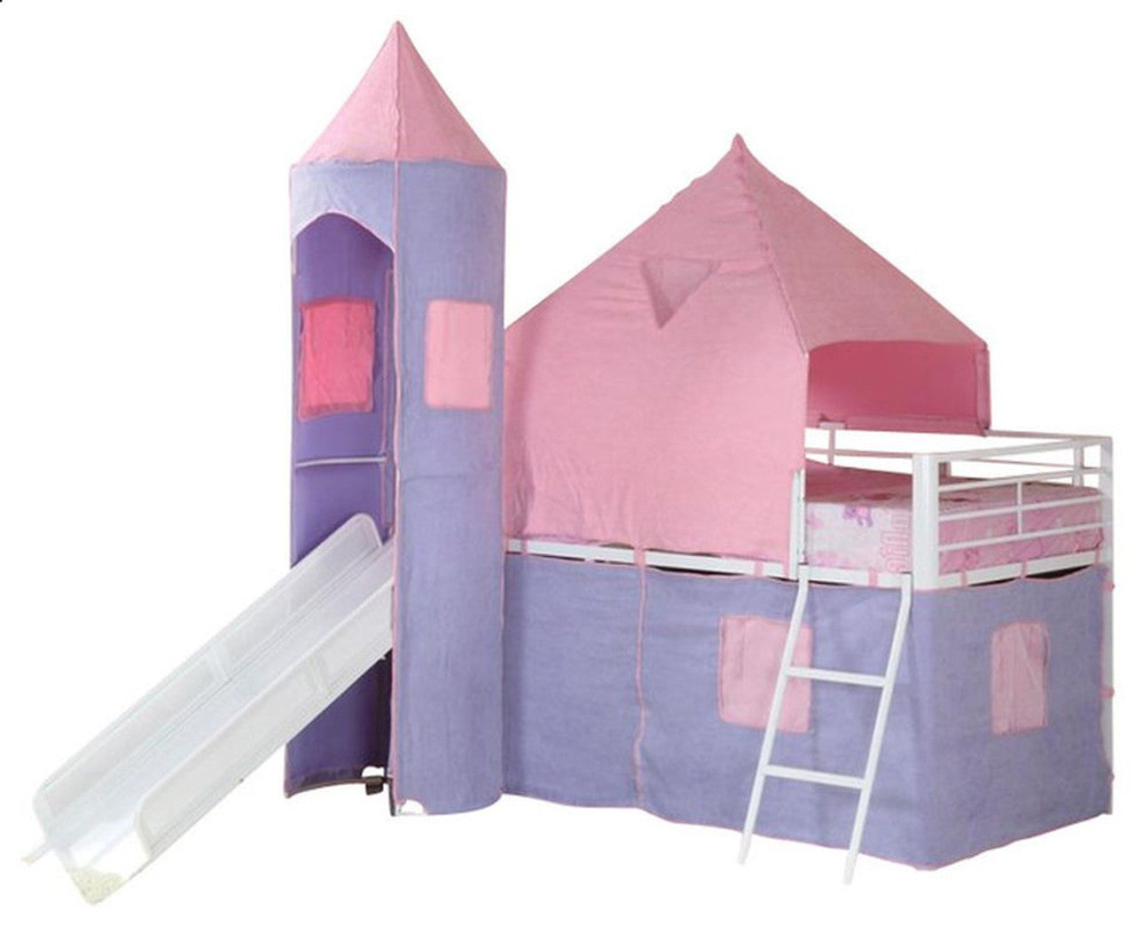 Princess Twin Loft Bed with Slide