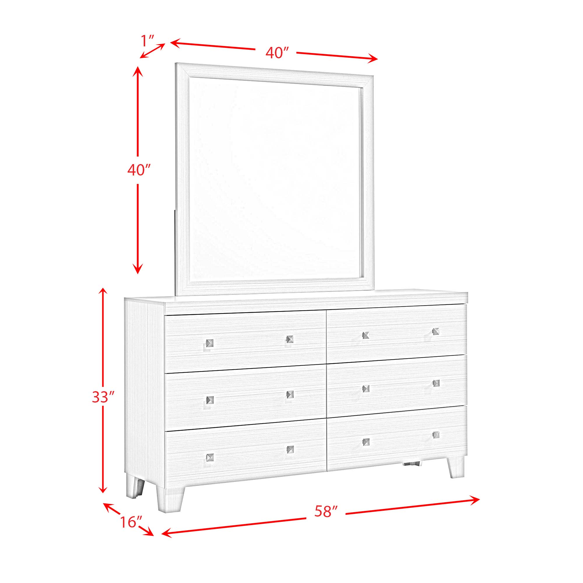 Belinda Queen Panel Bed with Mirrored Dresser