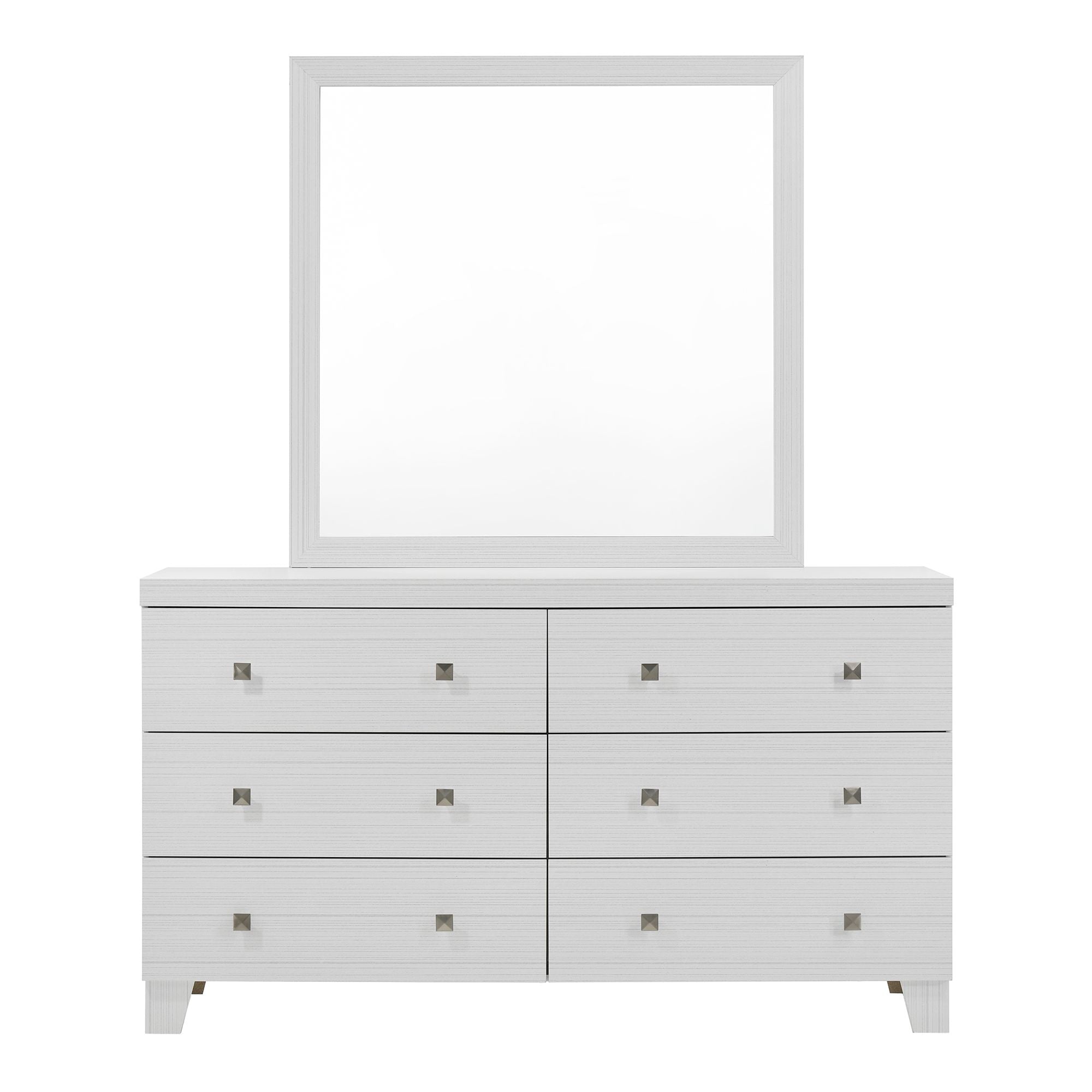 Belinda Queen Panel Bed with Mirrored Dresser