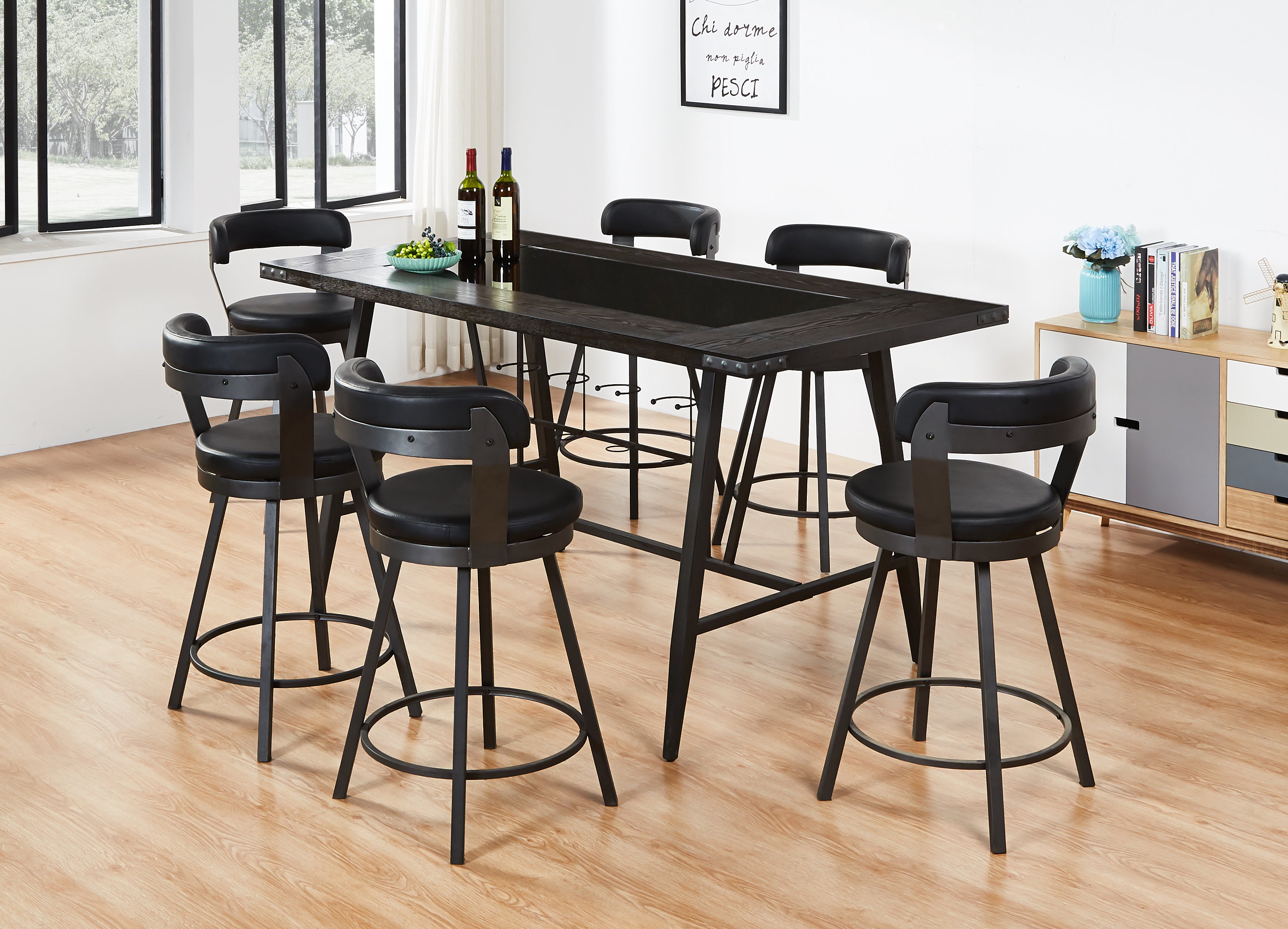 Mallon Pub Table & 4 Swivel Bar Stools Set