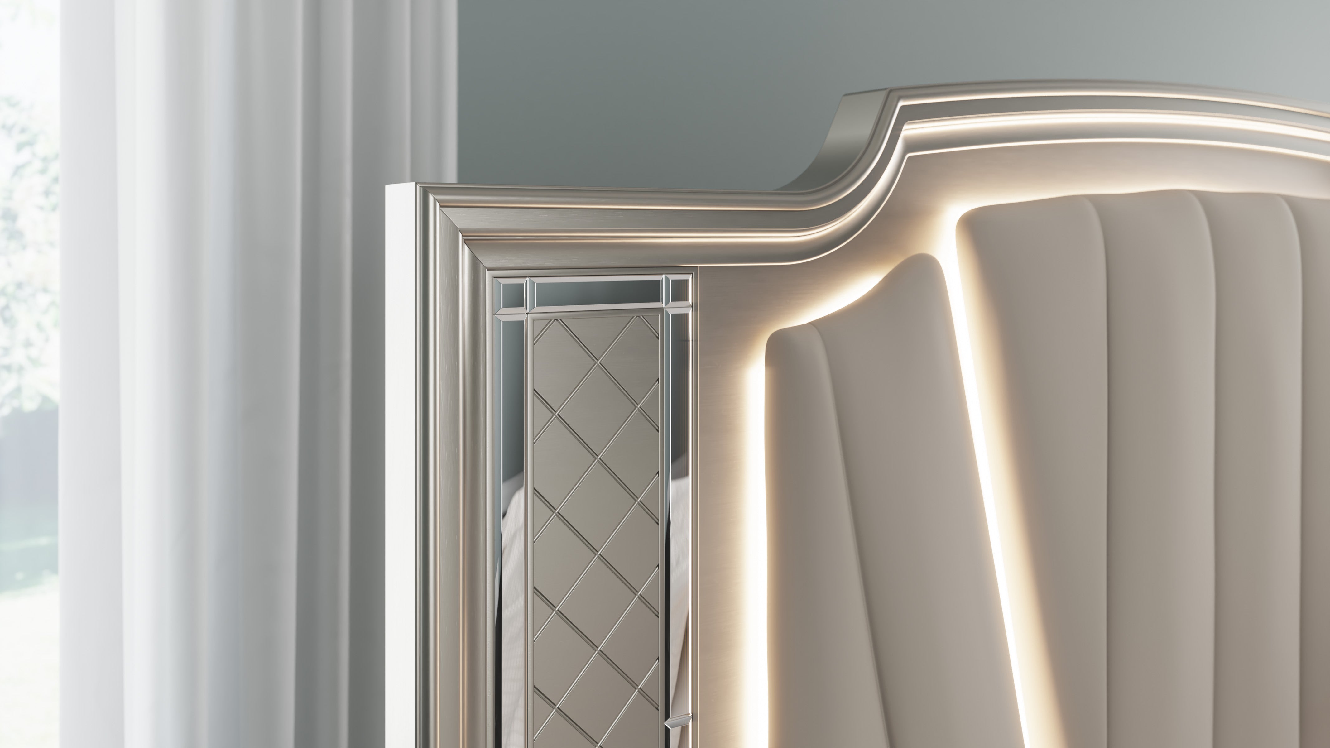 Chevanna Queen Panel Bed with Mirrored Dresser