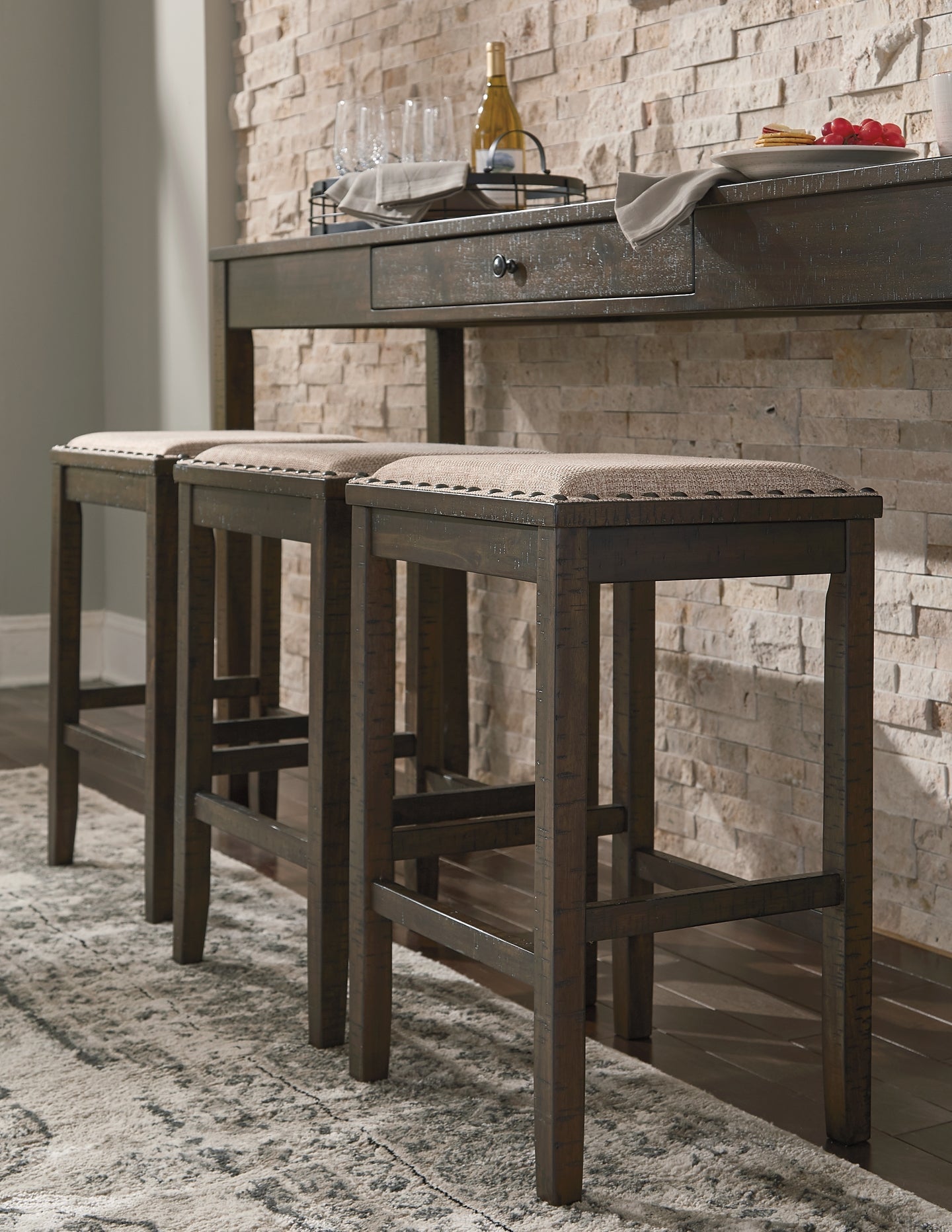 Rokane Counter Height Dining Table and Bar Stools (Set of 4)