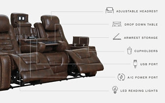 Game Zone PWR REC Sofa with ADJ Headrest