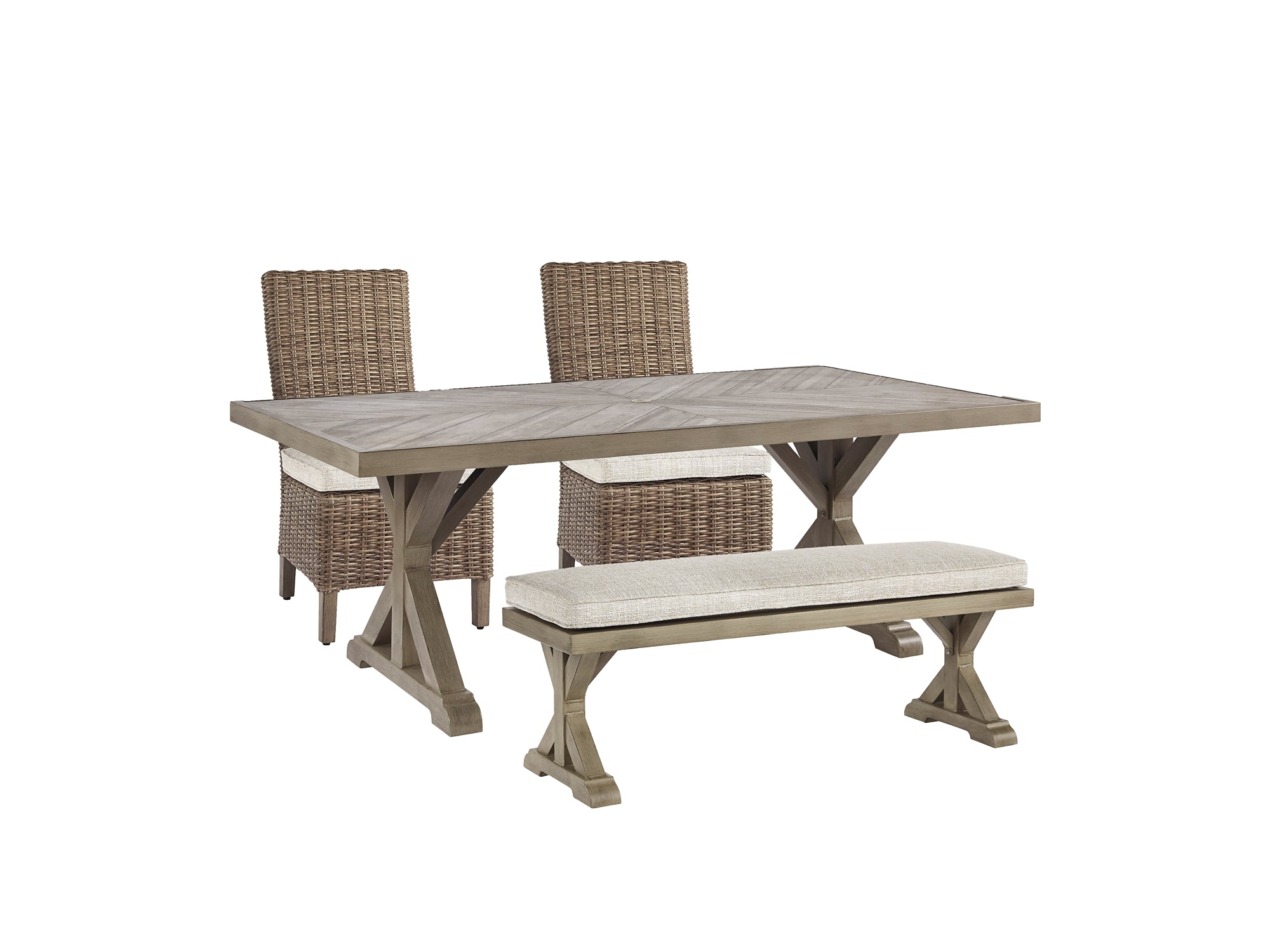 Beachcroft Outdoor Dining Table and 2 Chairs and 2 Benches | Smart Buy ...