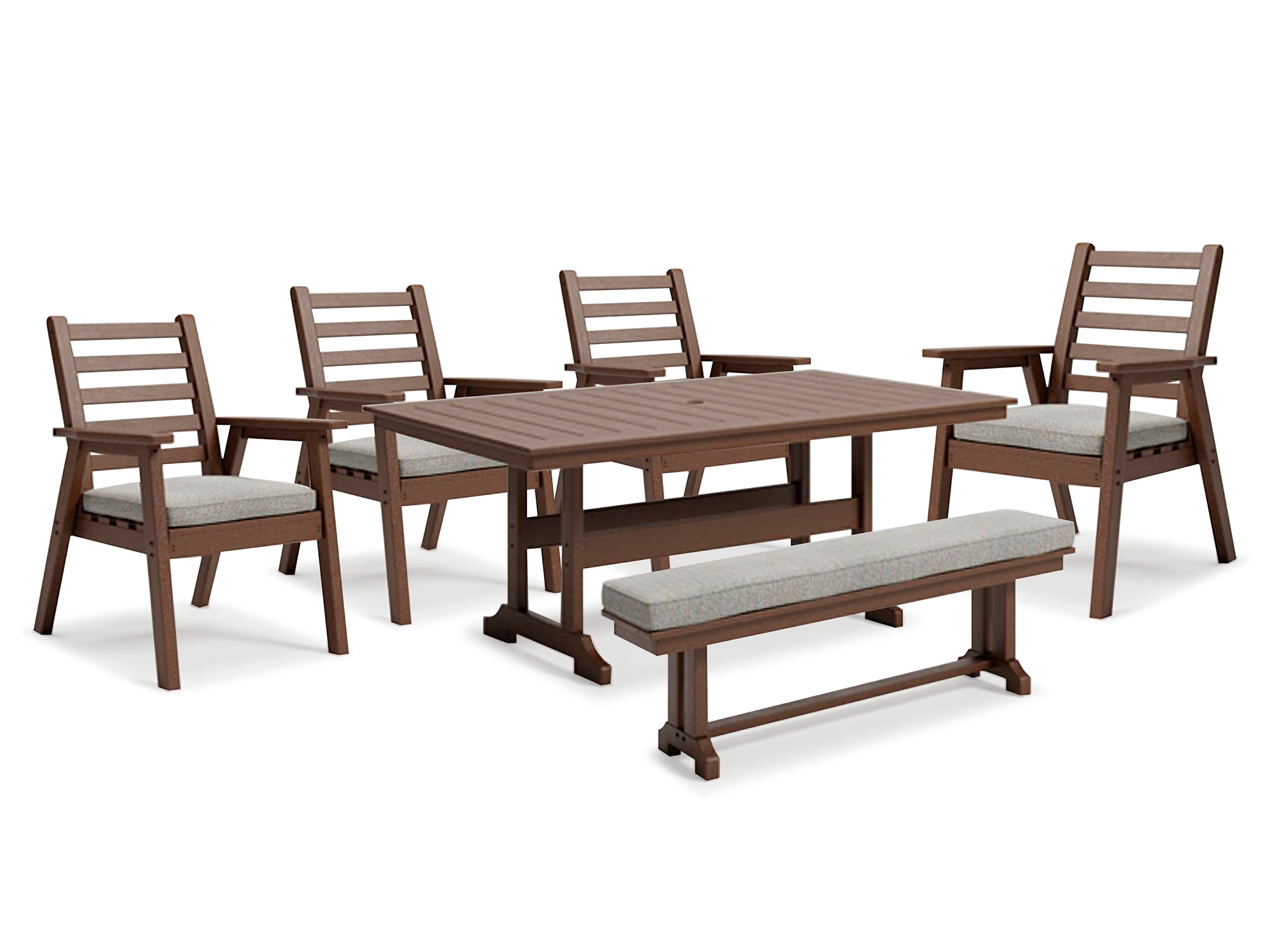Emmeline Outdoor Dining Table and 4 Chairs and Bench
