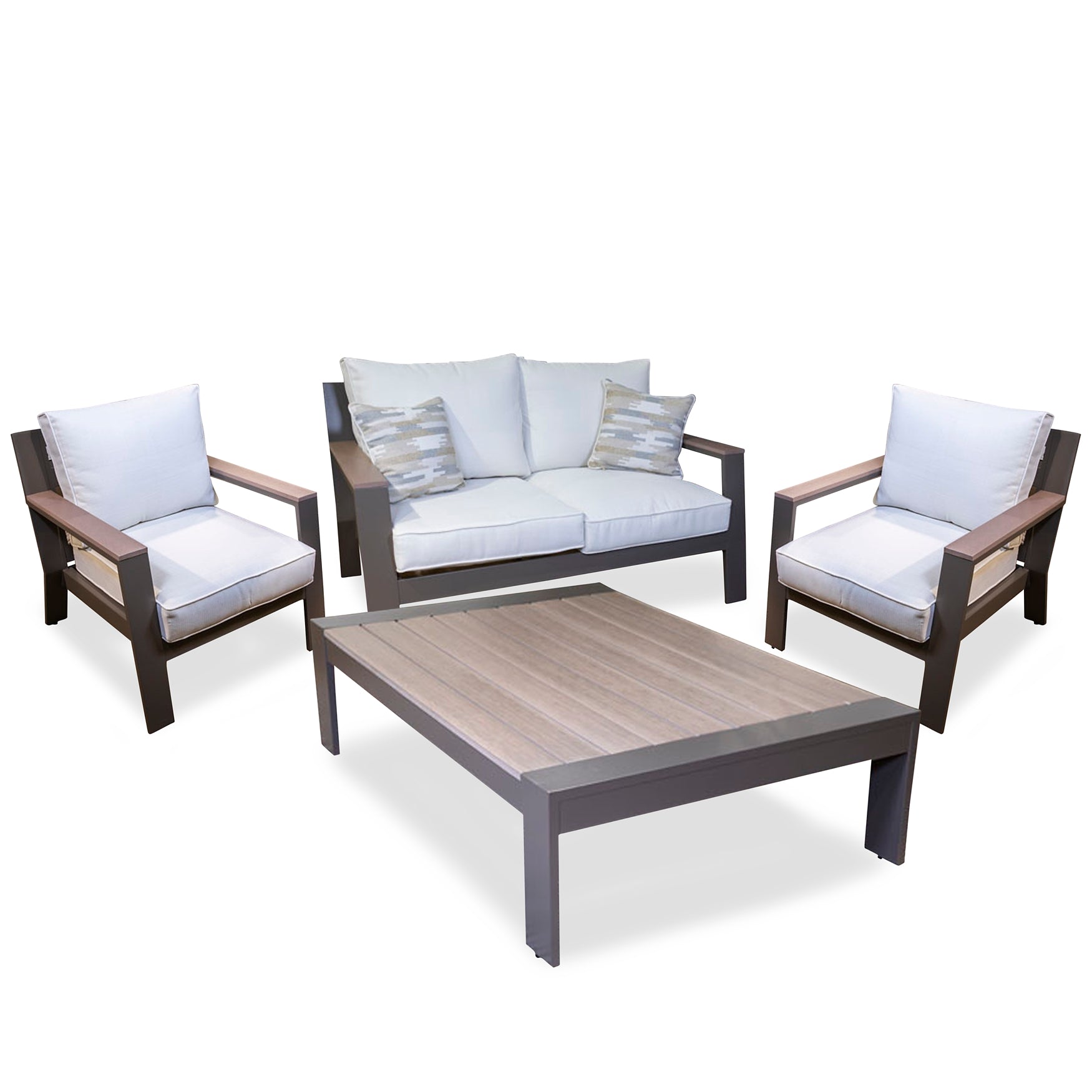 Tropicava Outdoor Loveseat and 2 Chairs with Coffee Table
