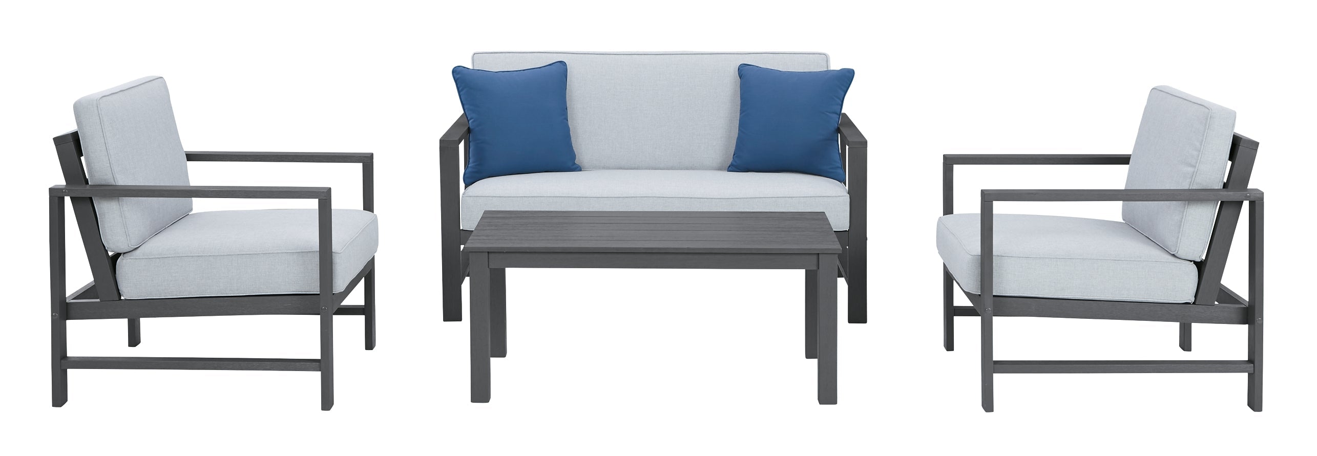 Fynnegan Outdoor Loveseat and 2 Chairs with Coffee Table