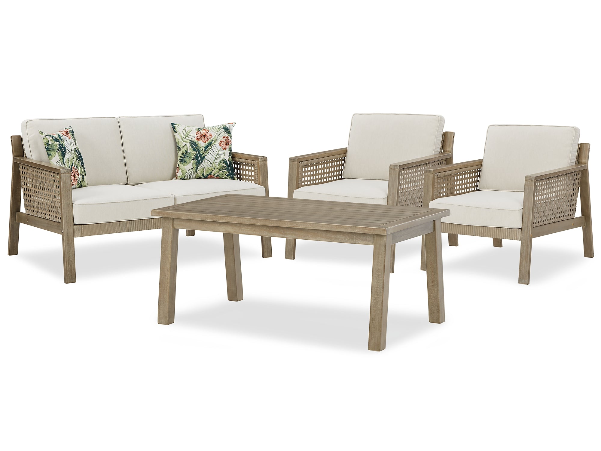 Barn Cove Outdoor Loveseat and 2 Chairs with Coffee Table