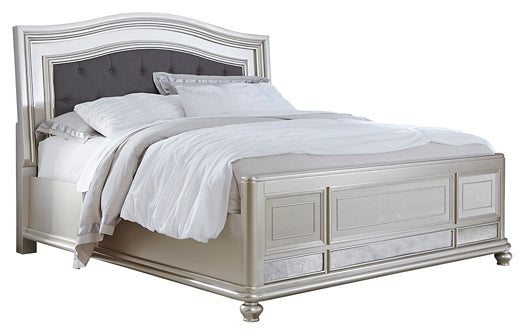 Coralayne King Panel Bed with Mirrored Dresser