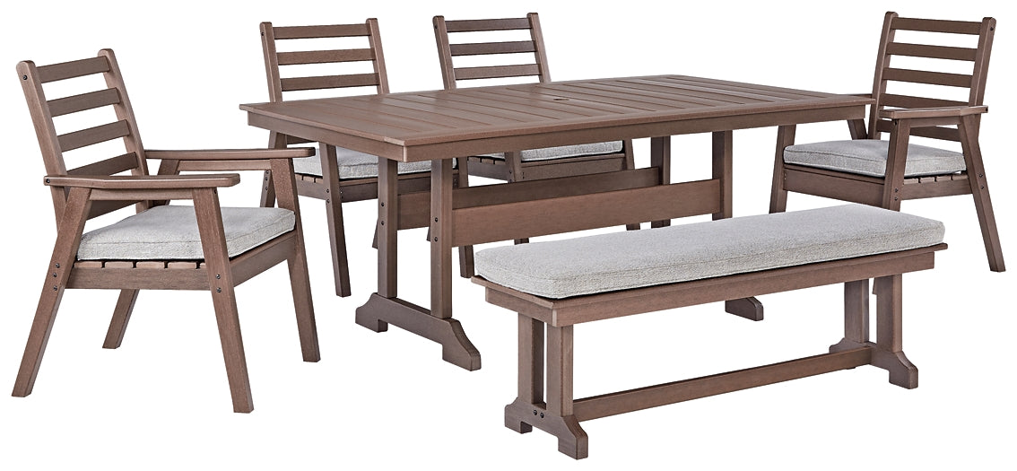 Emmeline Outdoor Dining Table and 4 Chairs and Bench