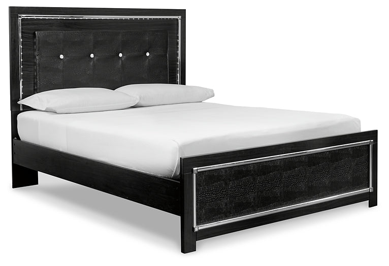 Kaydell King Panel Bed with Mirrored Dresser