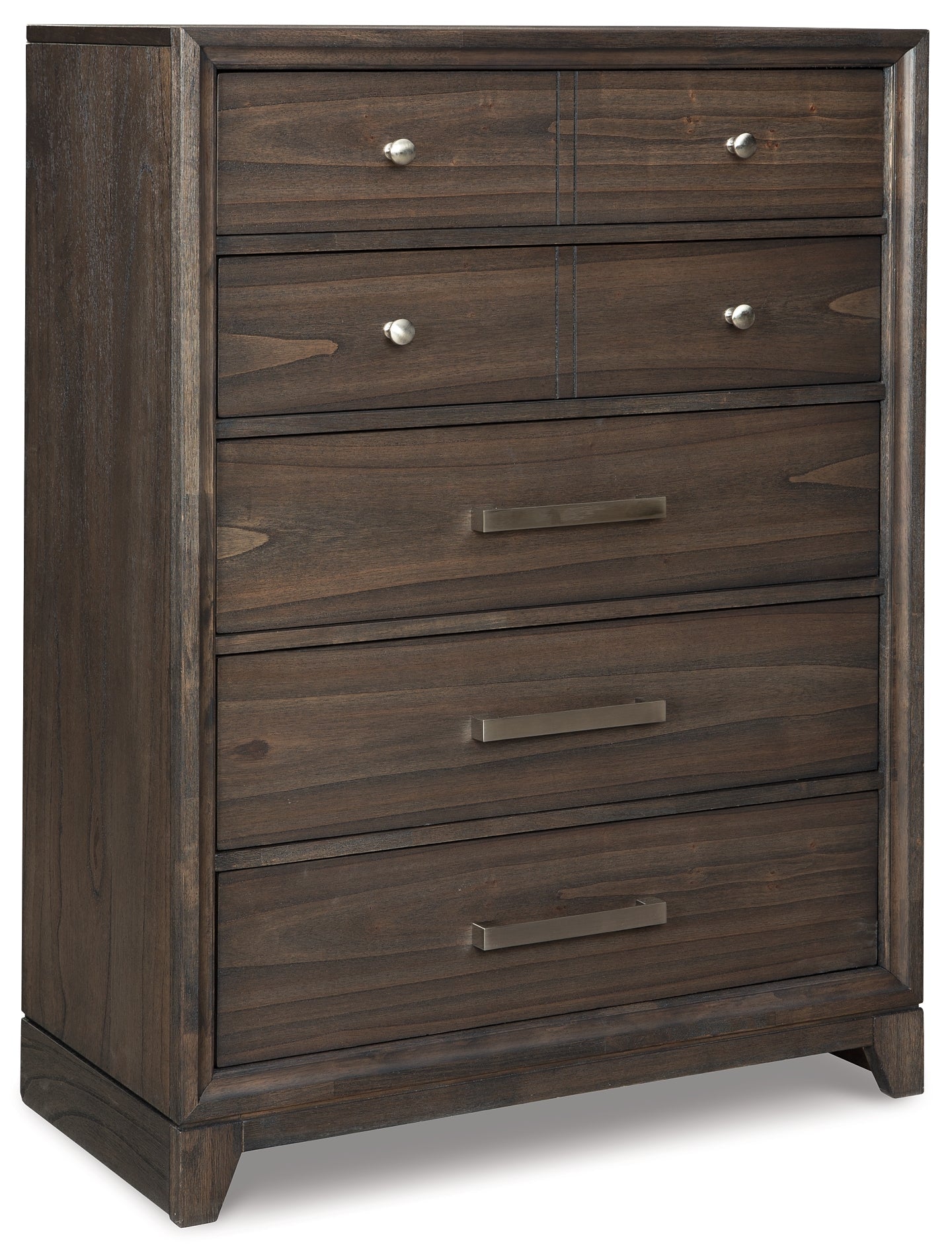 Brueban Queen Panel Bed with 2 Storage Drawers with Mirrored Dresser, Chest and 2 Nightstands