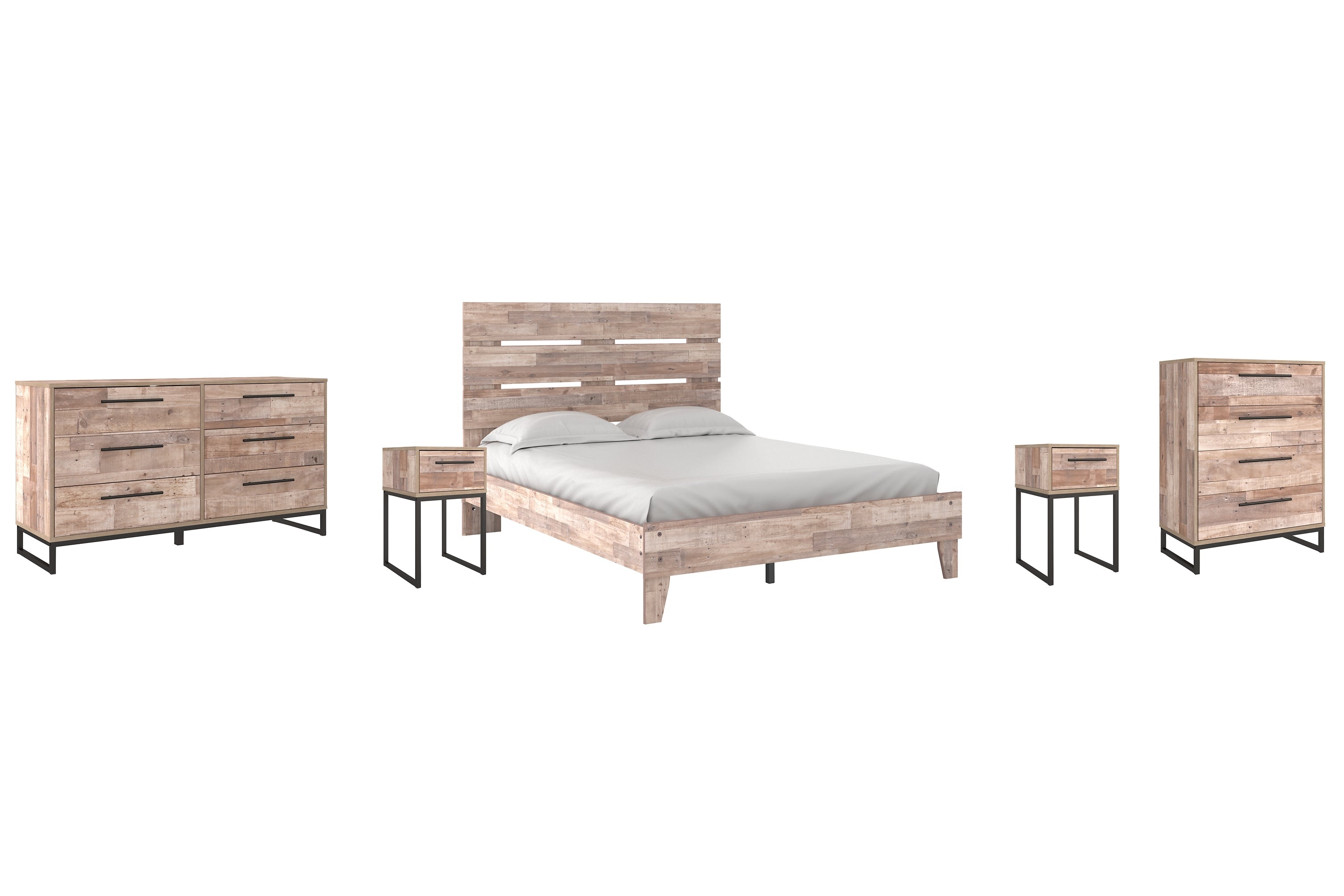 Neilsville Queen Platform Bed with Dresser, Chest and 2 Nightstands