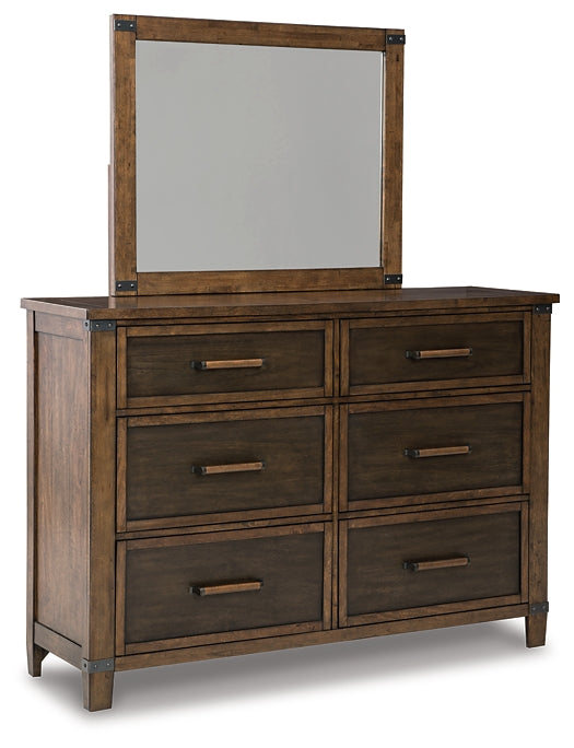 Wyattfield Queen Panel Bed with Storage with Mirrored Dresser, Chest and 2 Nightstands