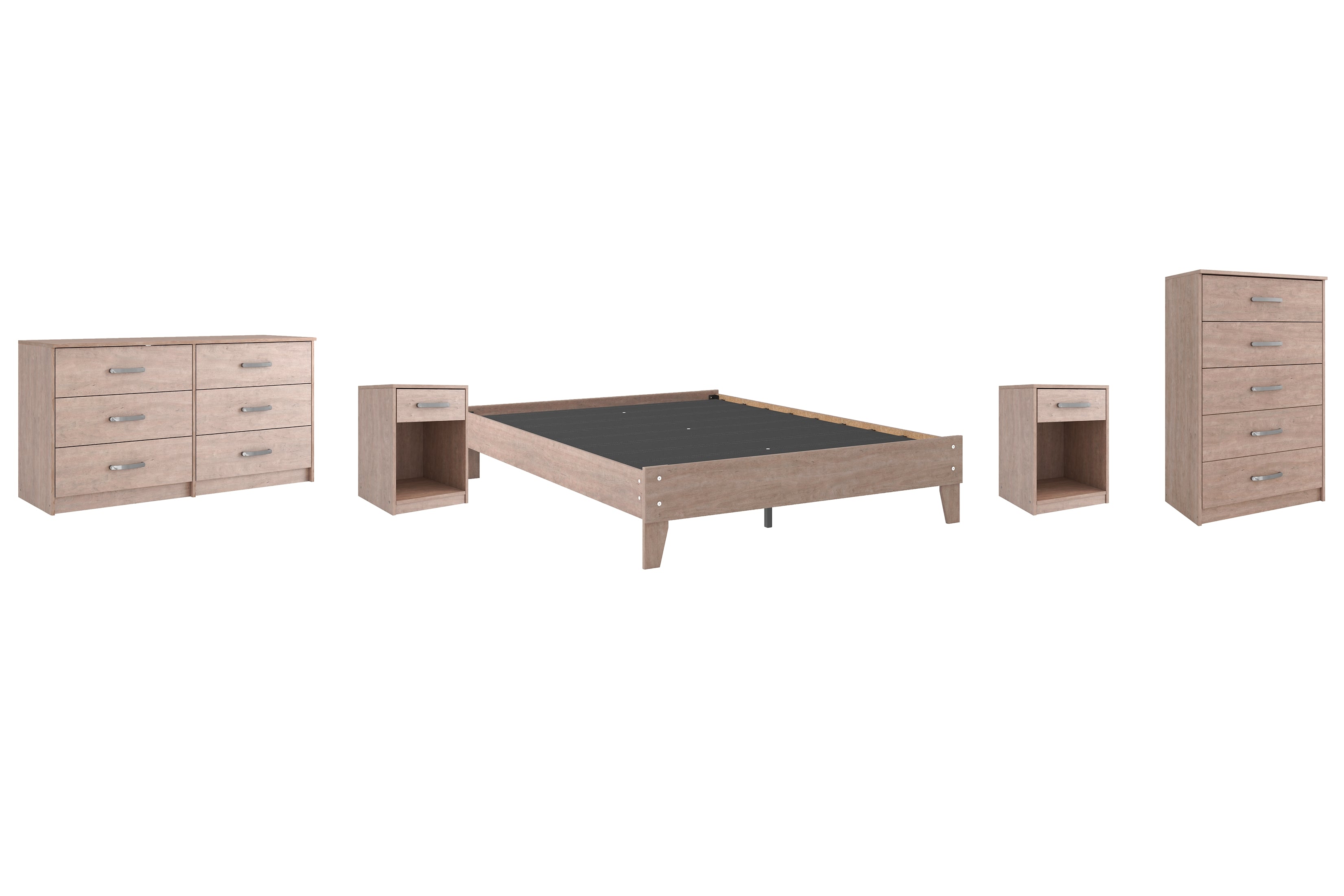 Flannia Queen Platform Bed with Dresser, Chest and 2 Nightstands