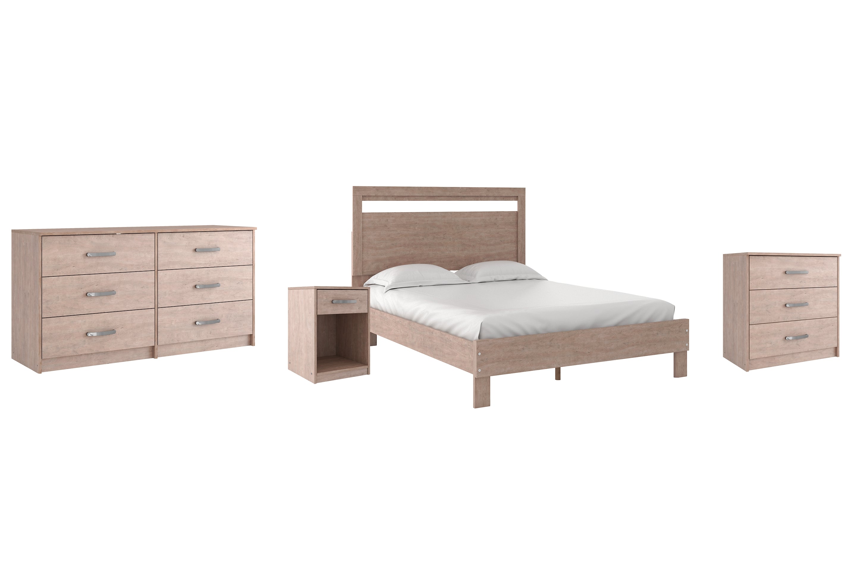 Flannia Queen Platform Bed with Dresser, Chest and Nightstand