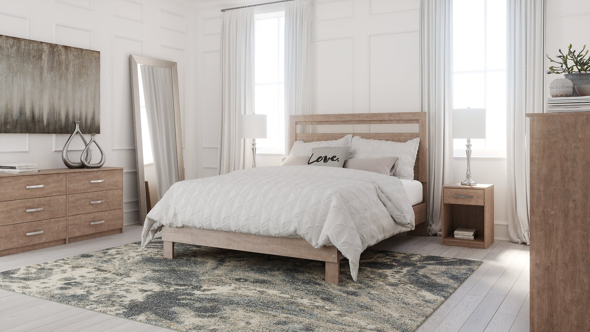 Flannia Queen Platform Bed with Dresser