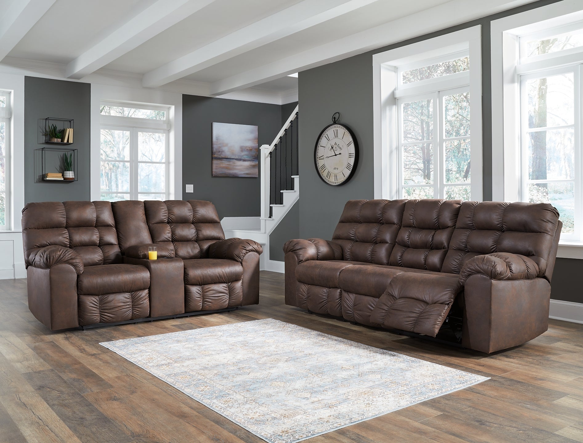 Derwin Manual Reclining Sofa and Loveseat