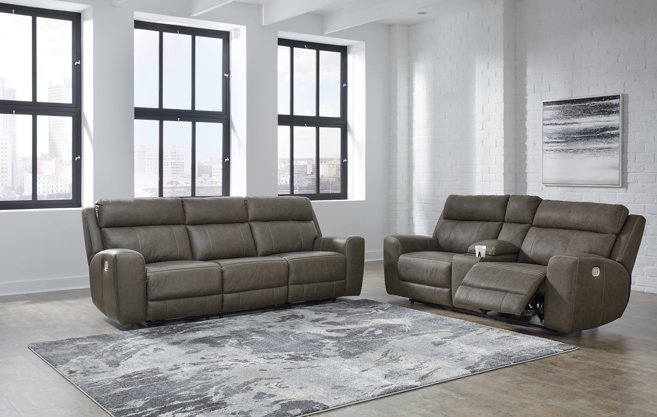 Roman Power Reclining Sofa and Loveseat