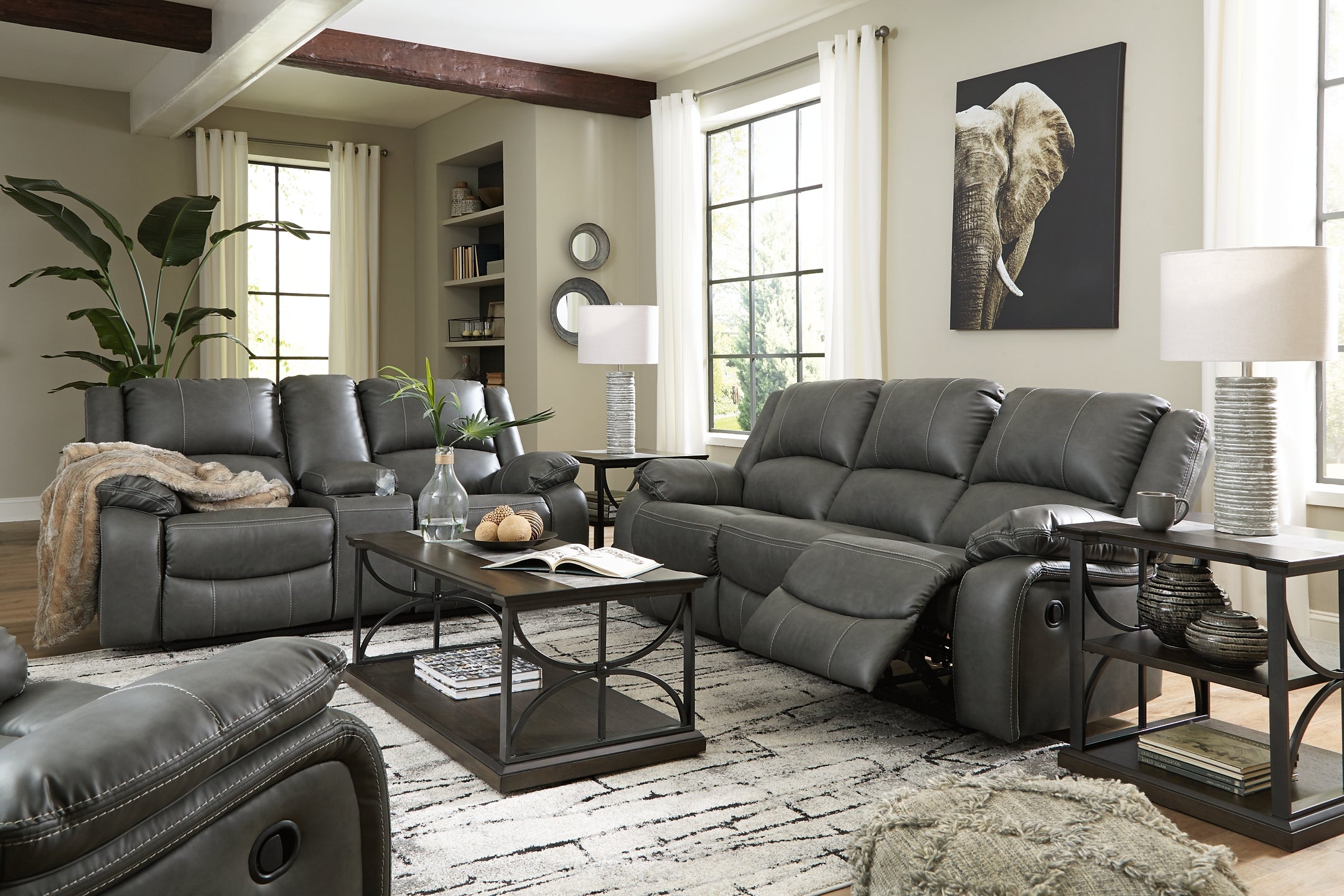 Calderwell Manual Reclining Sofa and Loveseat