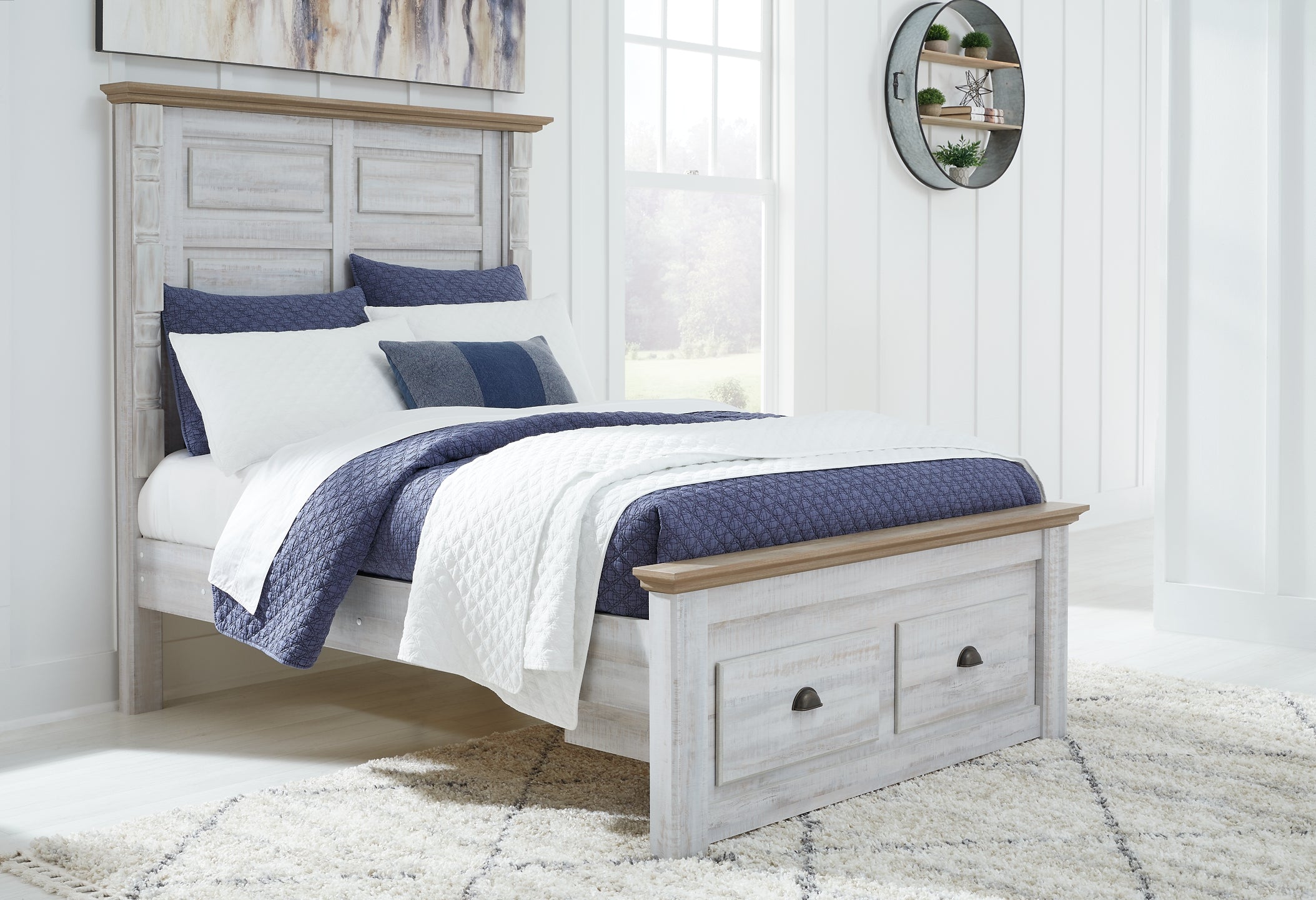 Haven Bay Full Panel Storage Bed with Mirrored Dresser