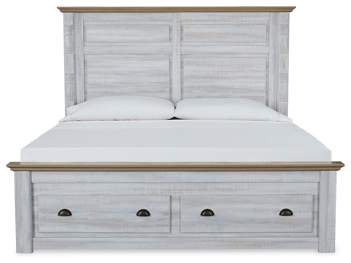 Haven Bay King Panel Storage Bed with Mirrored Dresser