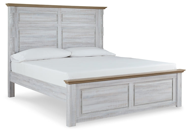 Haven Bay King Panel Bed with Mirrored Dresser, Chest and 2 Nightstands