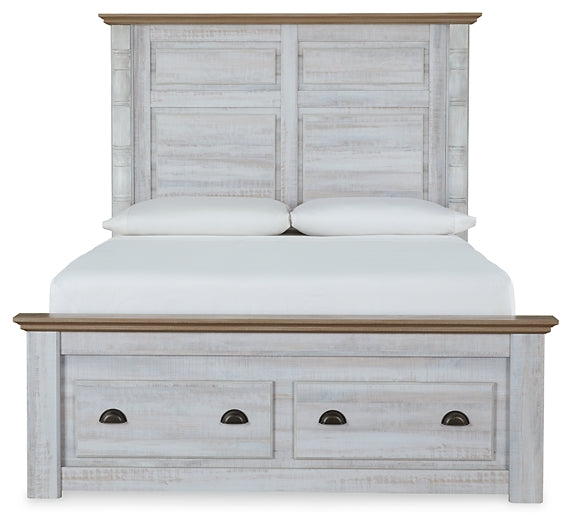 Haven Bay Queen Panel Storage Bed with Mirrored Dresser and 2 Nightstands